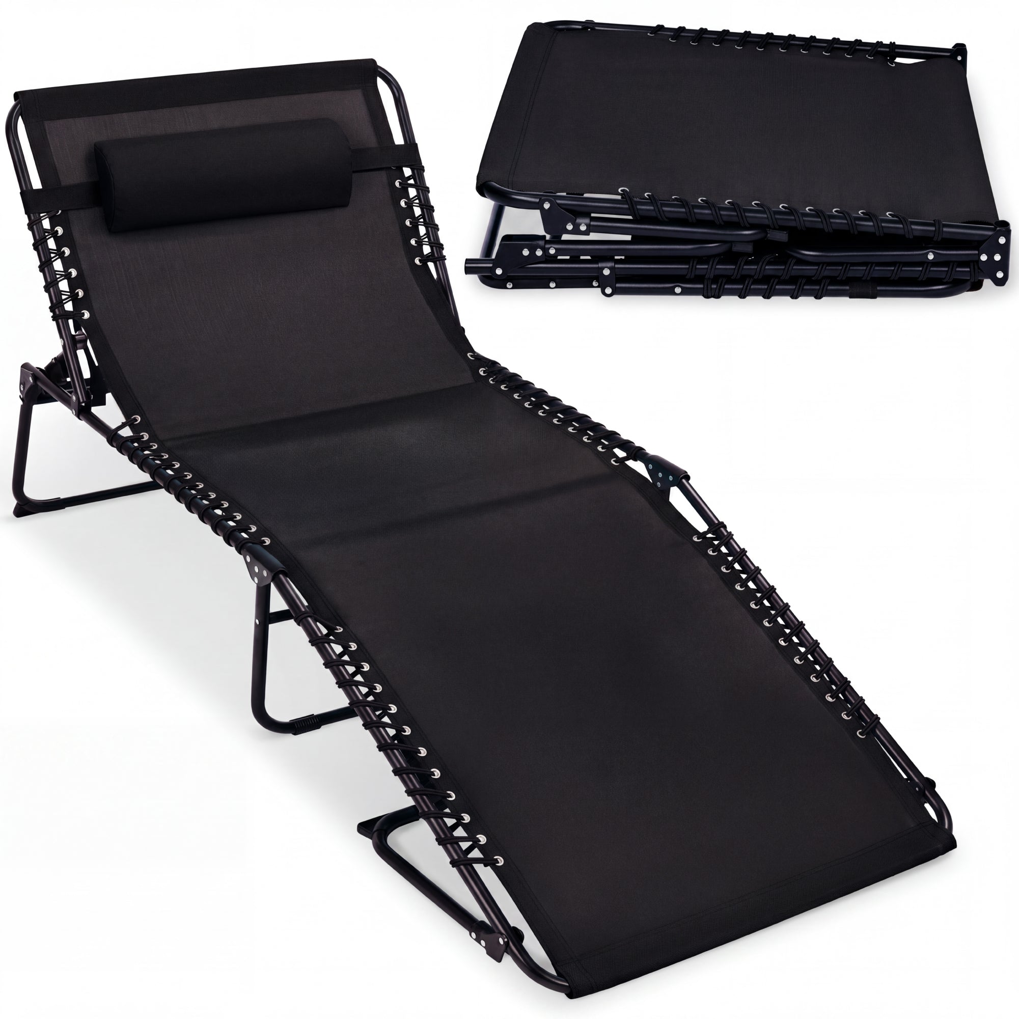 Extra Wide Patio Chaise Lounge Chair, Portable Folding Recliner