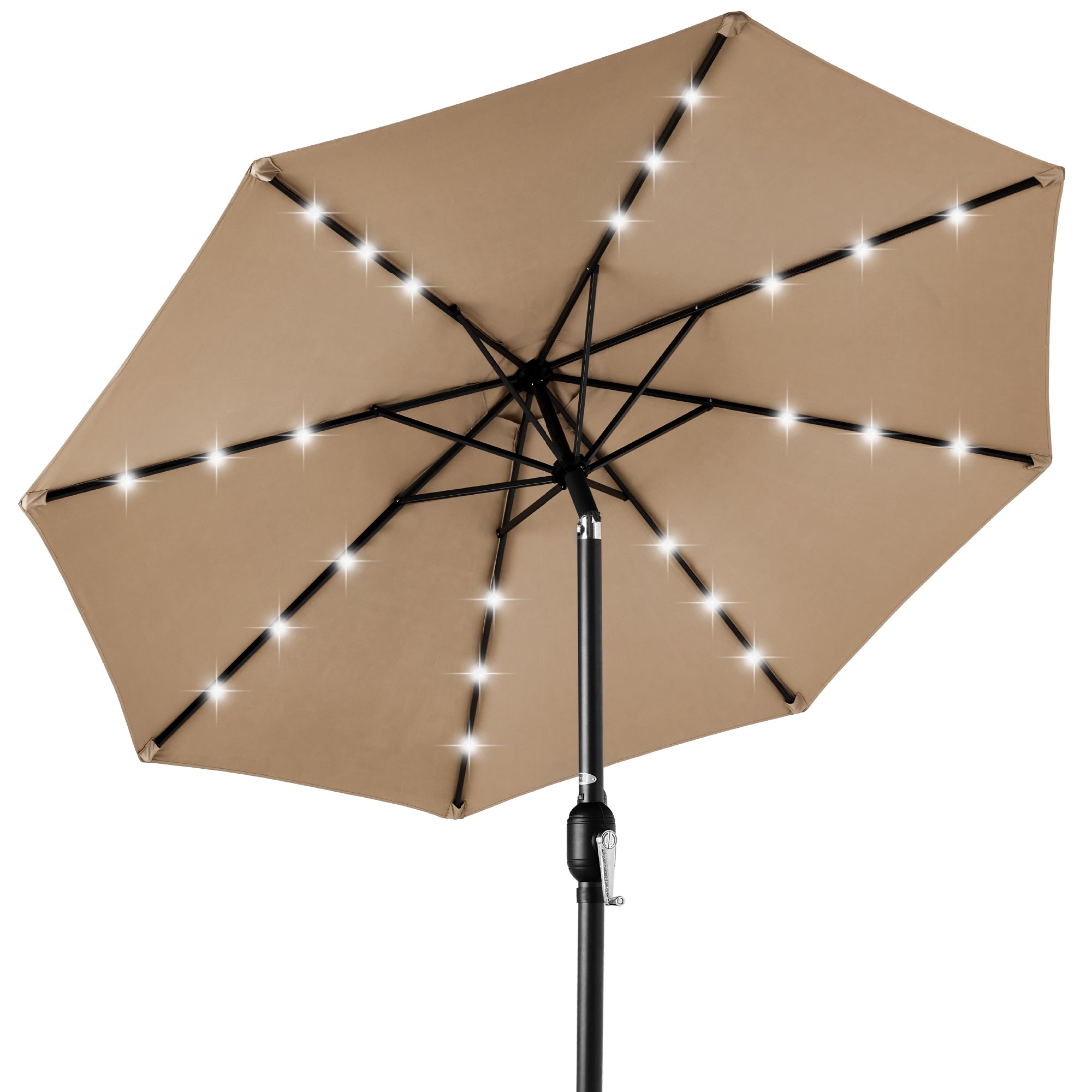 lighted patio umbrella Solar LED Lighted Patio Umbrella w/ Tilt Adjustment, UV-Resistant