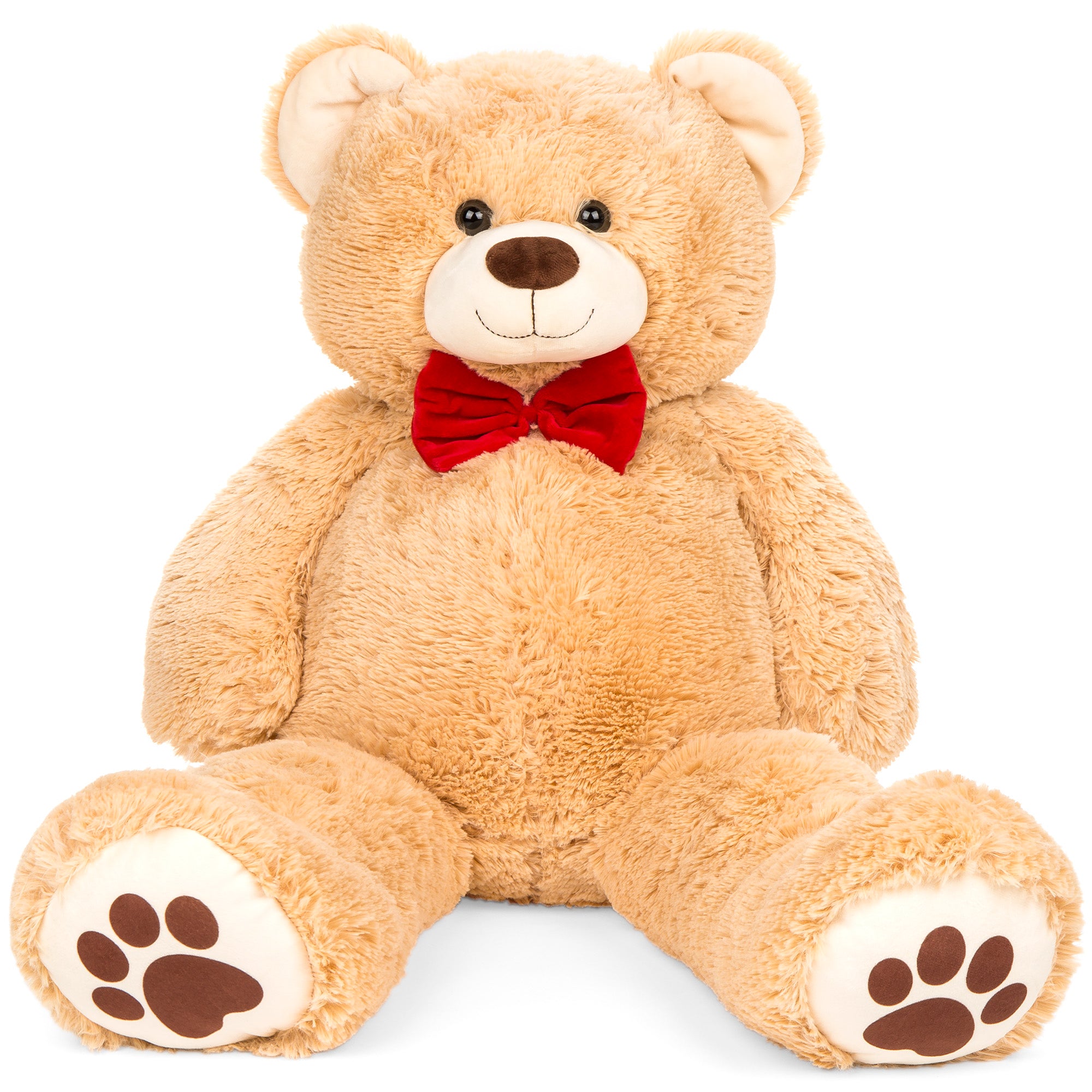 Giant Plush Teddy Bear Stuffed Animal w Bow Tie Paw Prints 35in Best Choice Products