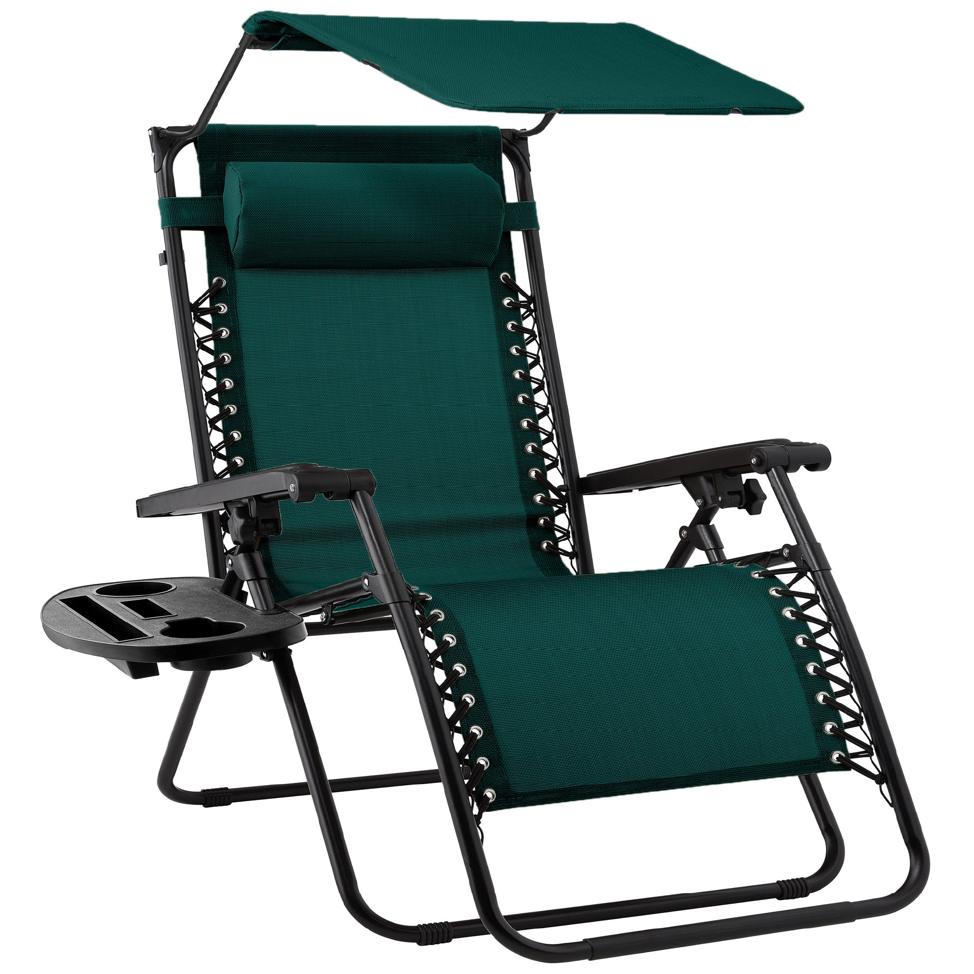 Folding Zero Gravity Recliner Patio Lounge Chair w/ Canopy, Side
