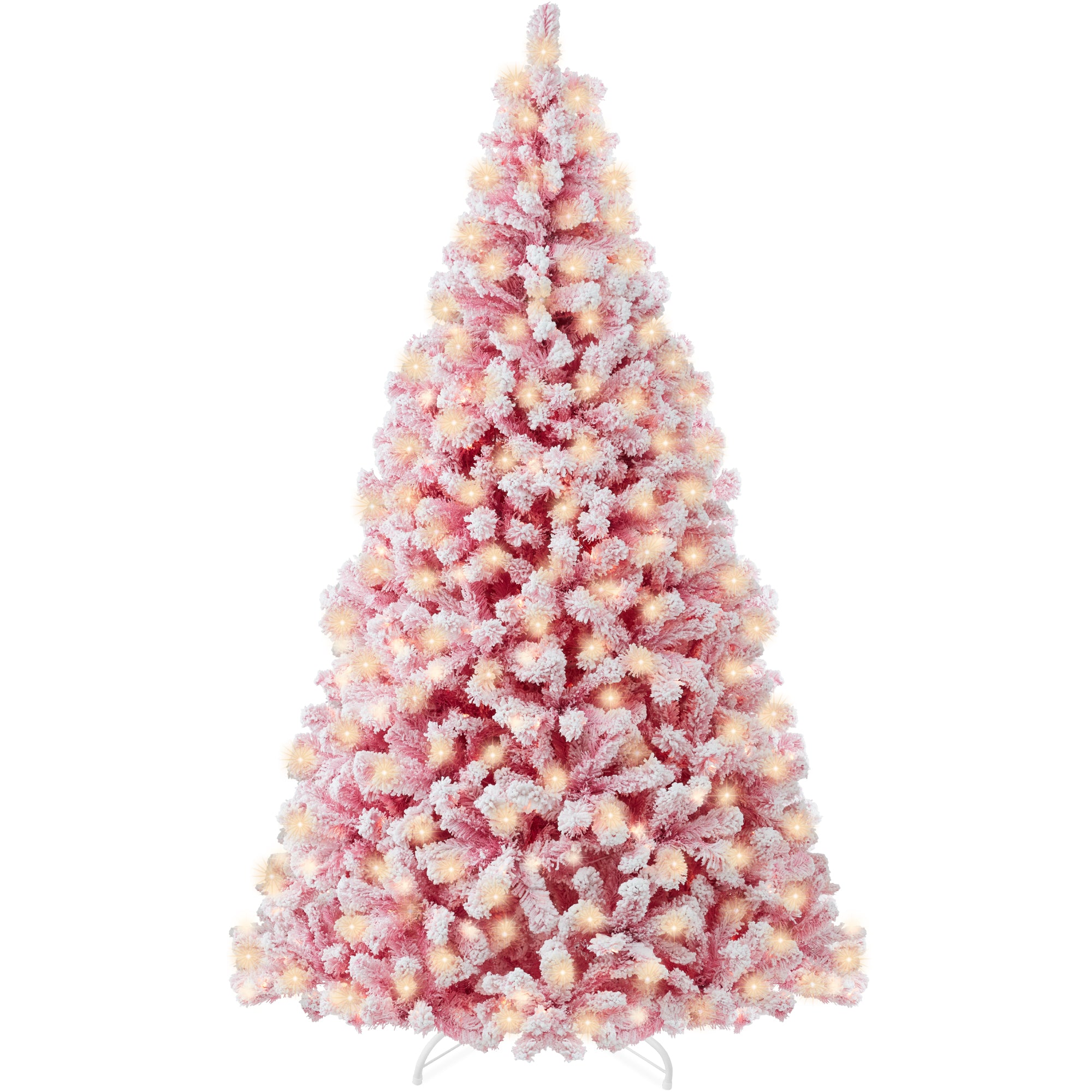 Best Choice Products 7.5ft Pre-Lit Snow Flocked Artificial Christmas Pine Tree Holiday Decor w/ 550 Warm White Lights