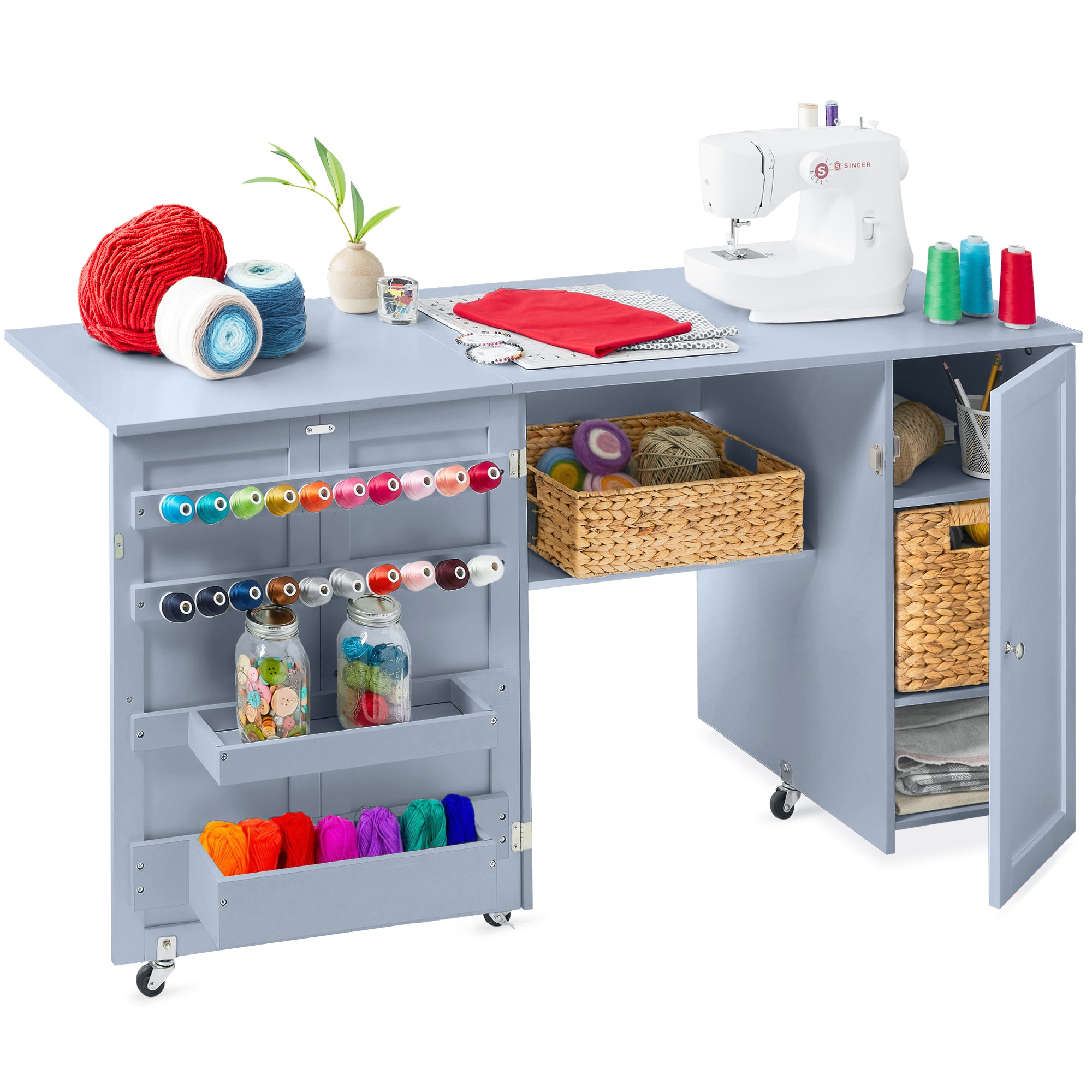 Large Portable Folding Sewing Table Multipurpose Craft Station w/ Whee –  Best Choice Products