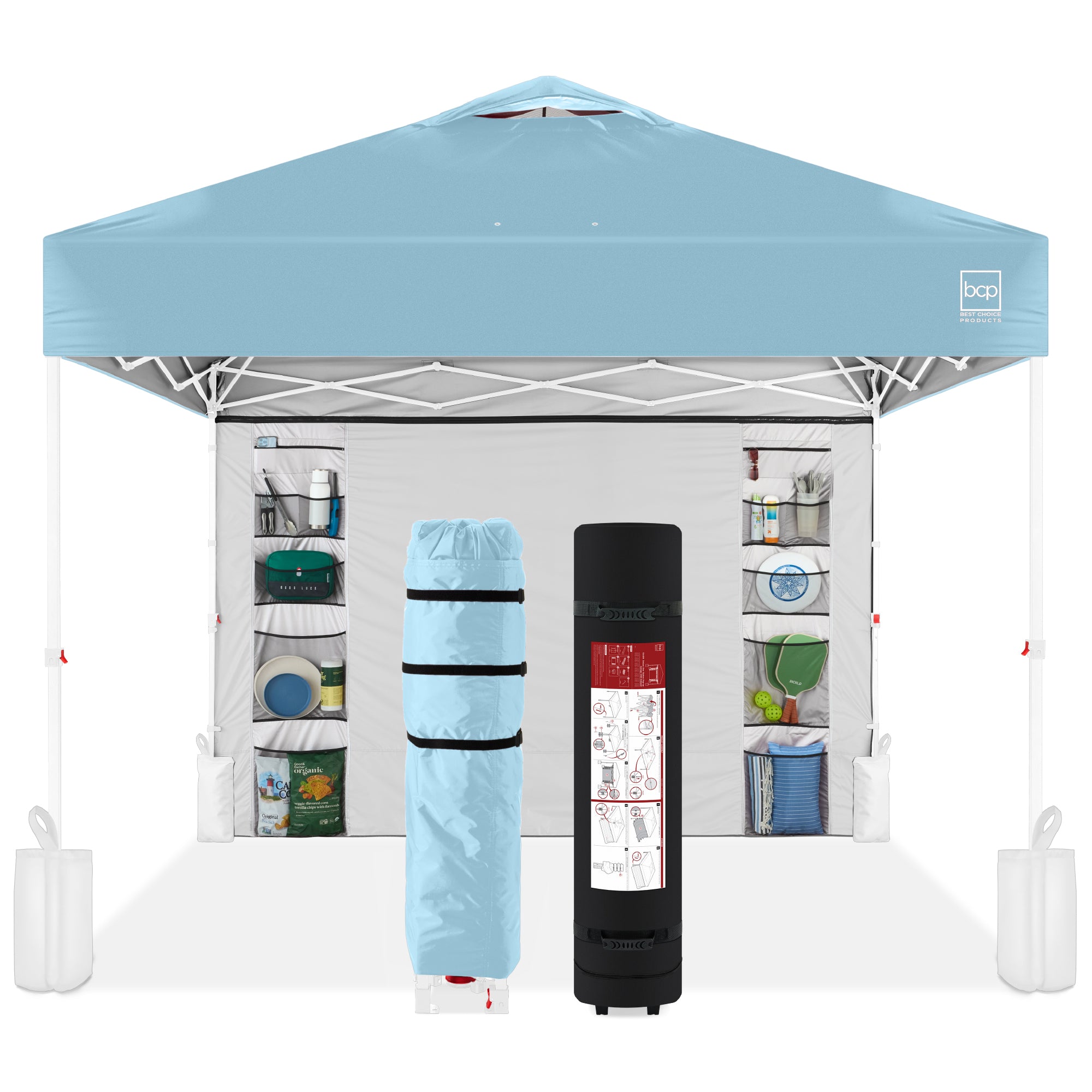Best Choice Products 10x10ft Easy Setup Pop Up Canopy, Portable Tent w/ Side Wall, 1-Button Push, Case