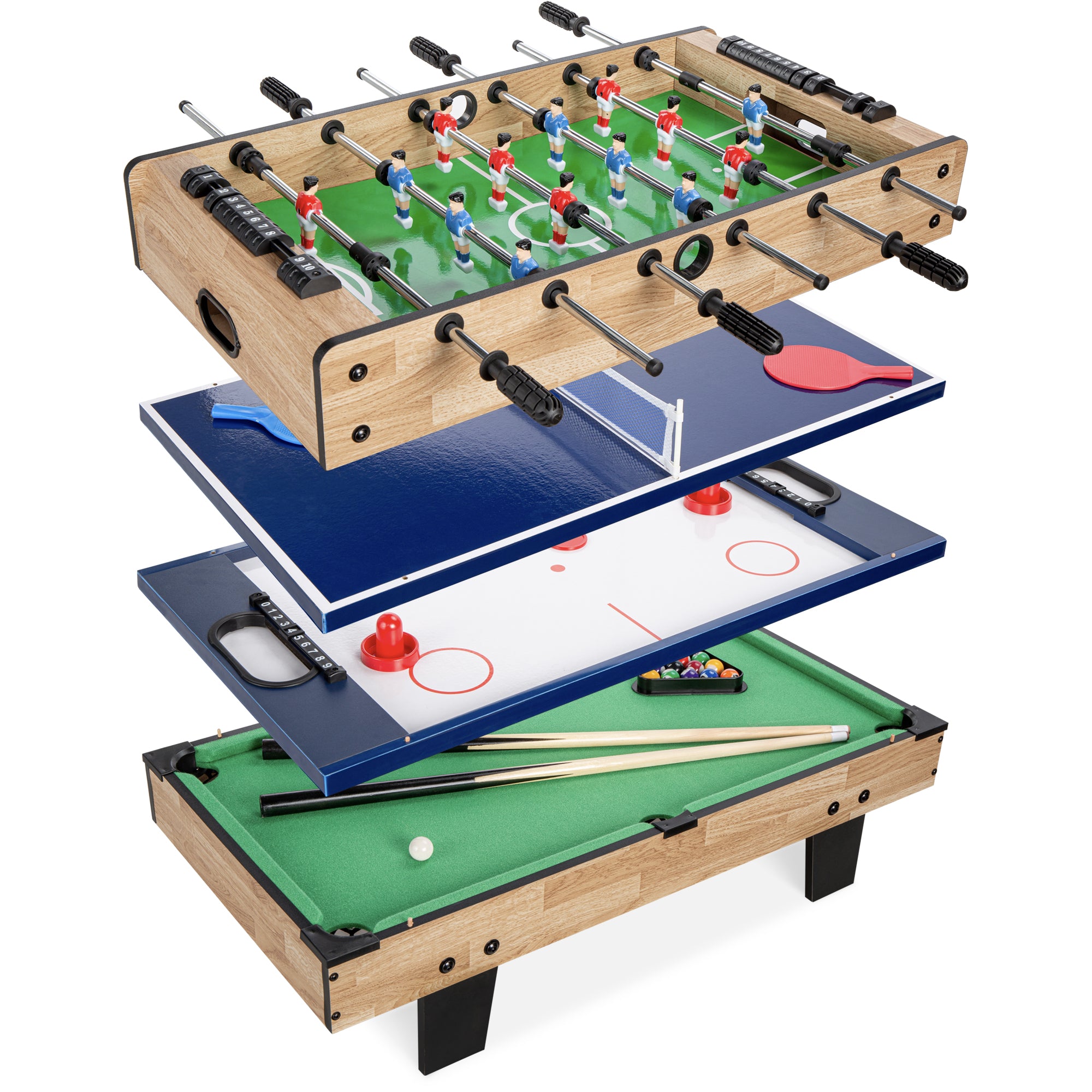 Classic Sport 54 4-in-1 Indoor Multi Game Table: Pool, Foosball, Table  Tennis and Air Hockey 