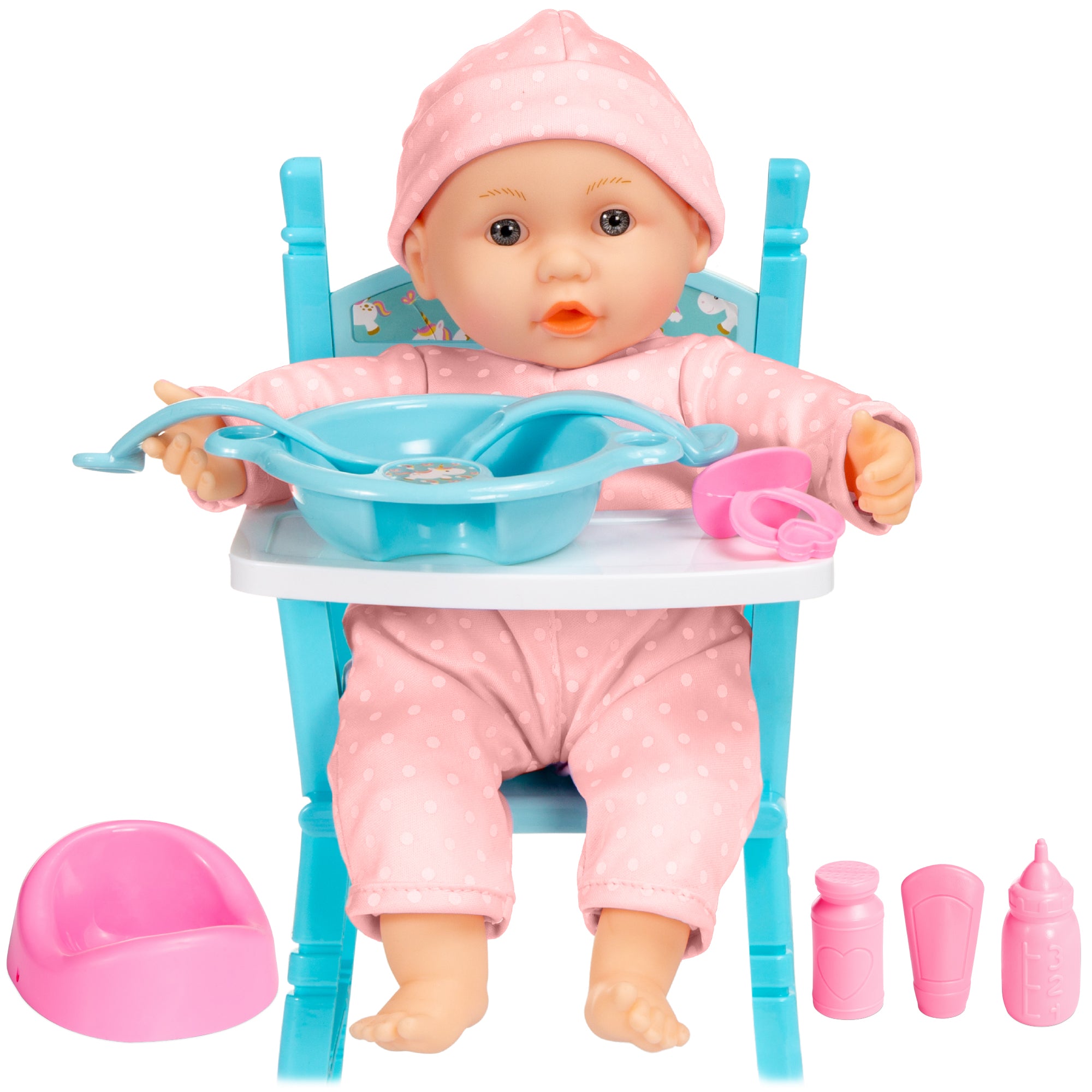 Realistic Baby Doll with Soft Body, Highchair, Potty, 12 – Best Choice Products