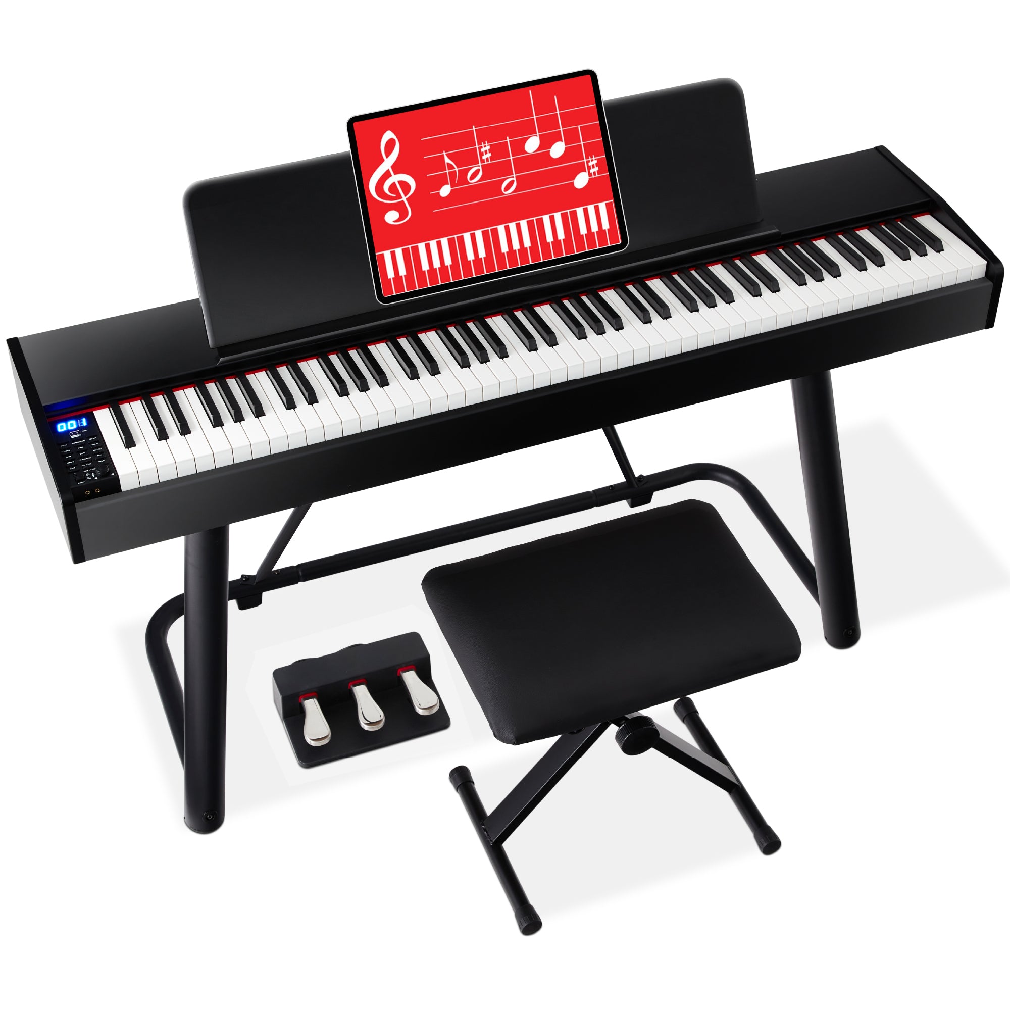 88-Key Weighted Full Digital Piano Set w/ U-Stand, 3 Sustain Peda – Best Products