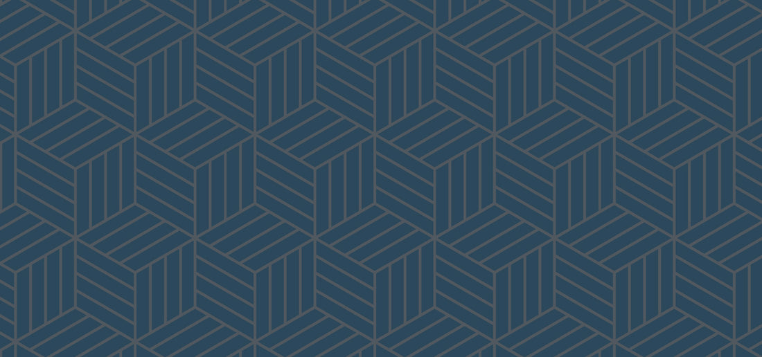 Geometric pattern of blue hexagons on a dark blue background