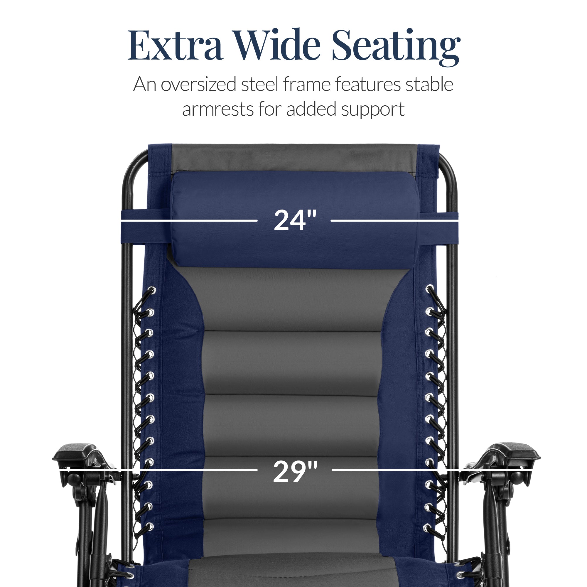 Oversized Padded Zero Gravity Chair, Folding Recliner w/ Headrest, Side Tray