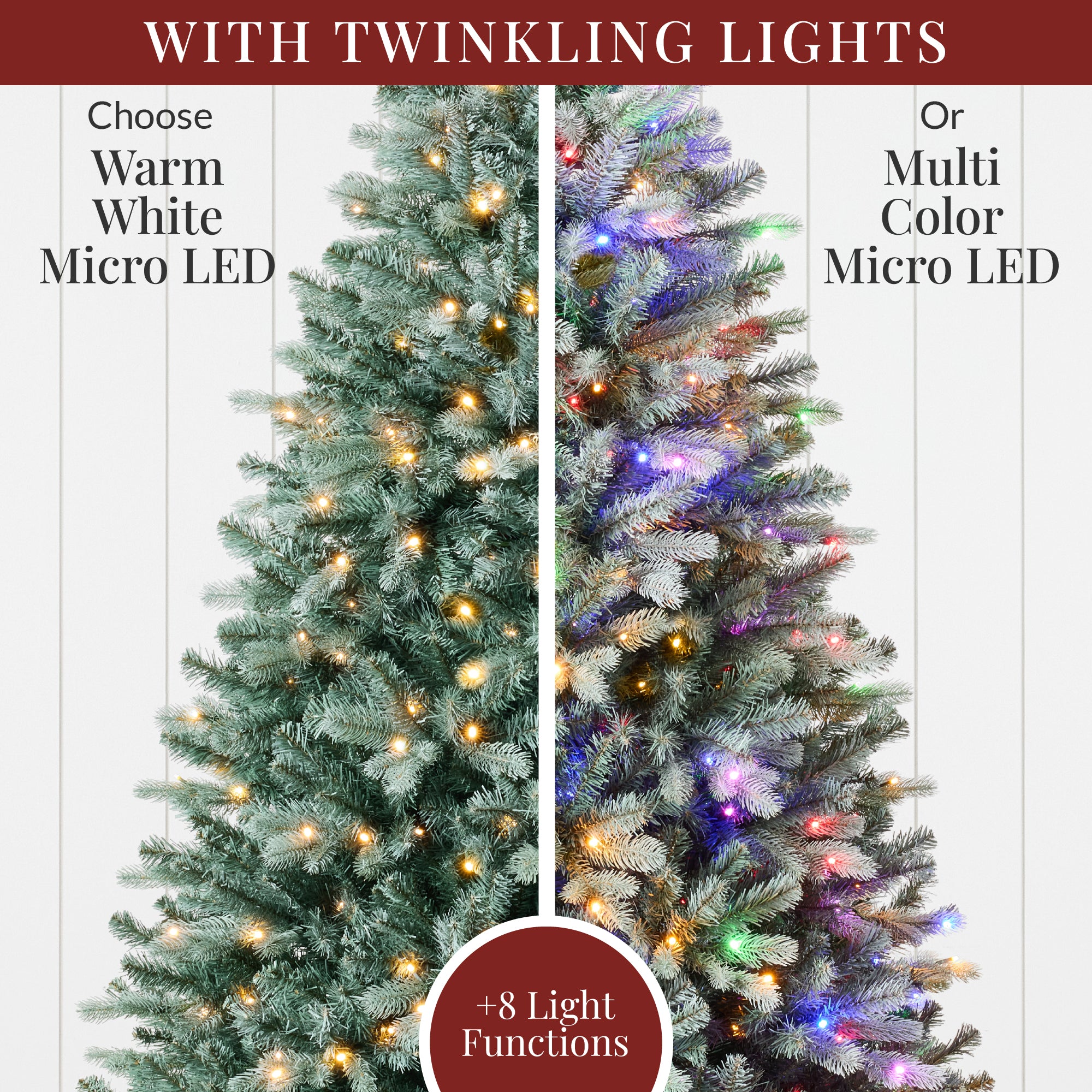 Pre-Lit Artificial Blue Spruce Christmas Tree, w/ Twinkling 2-in-1