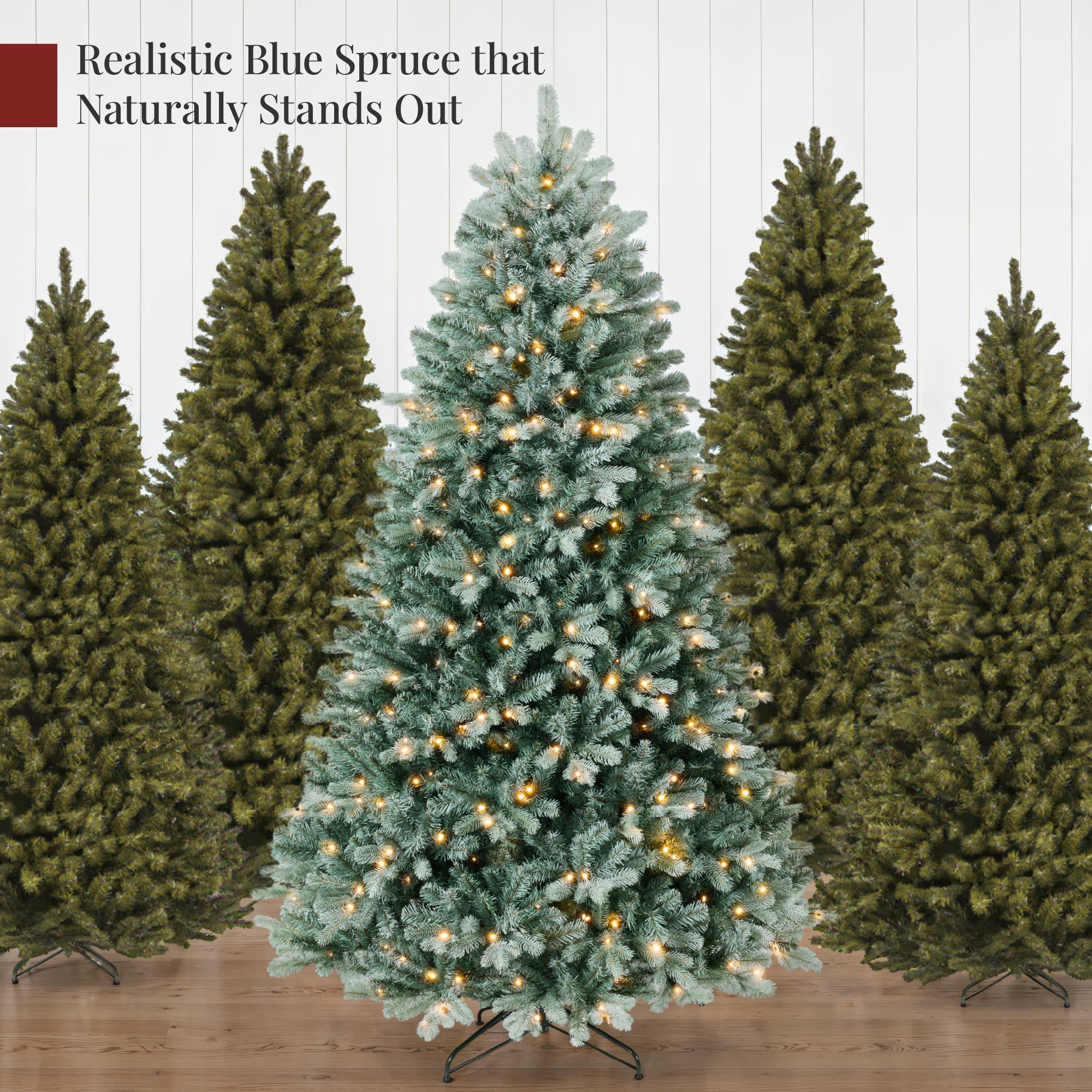 Pre-Lit Artificial Blue Spruce Christmas Tree, w/ Twinkling 2-in-1