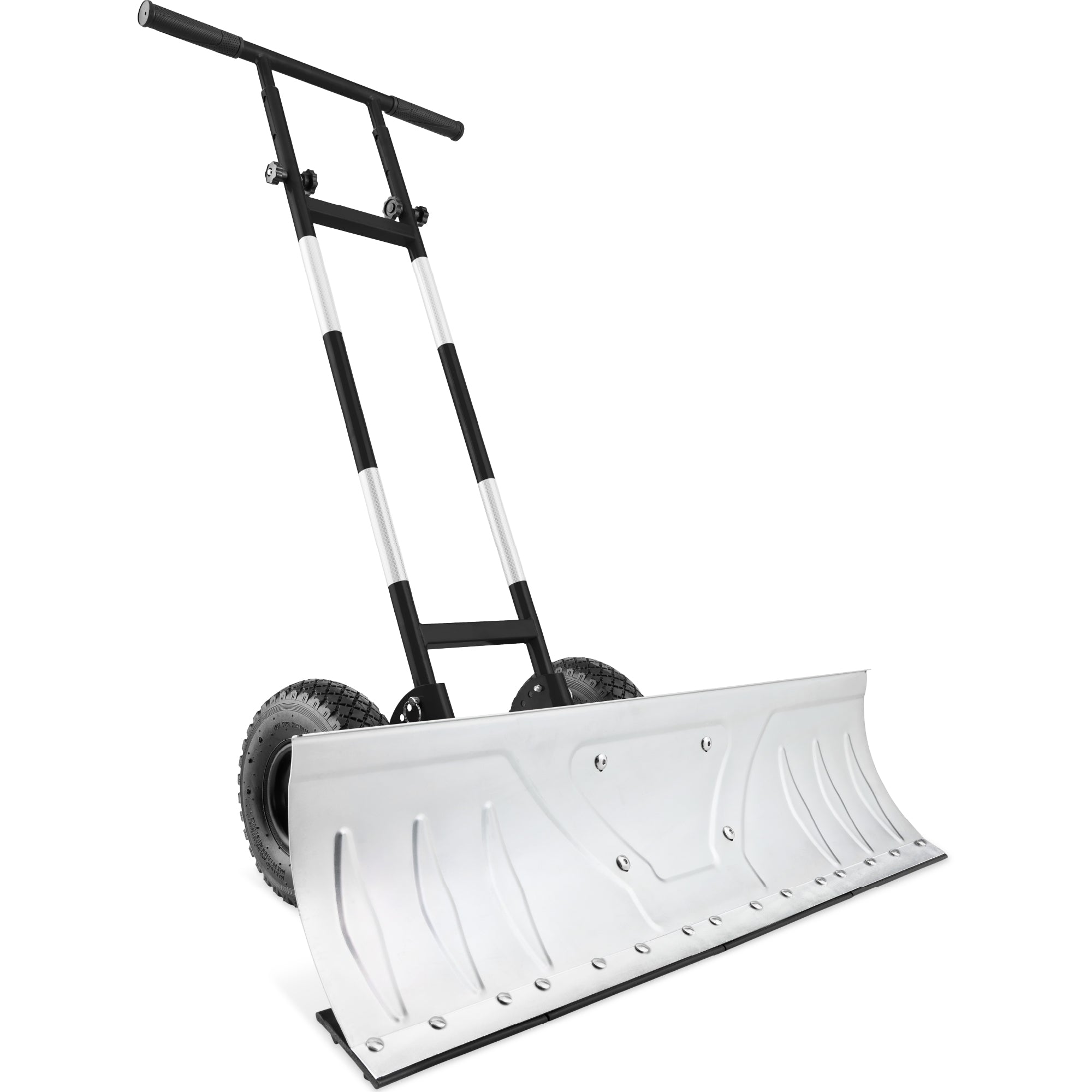 Galvanized Blade 2-Wheel Snow Pusher w/ Adjustable Handle - 36in