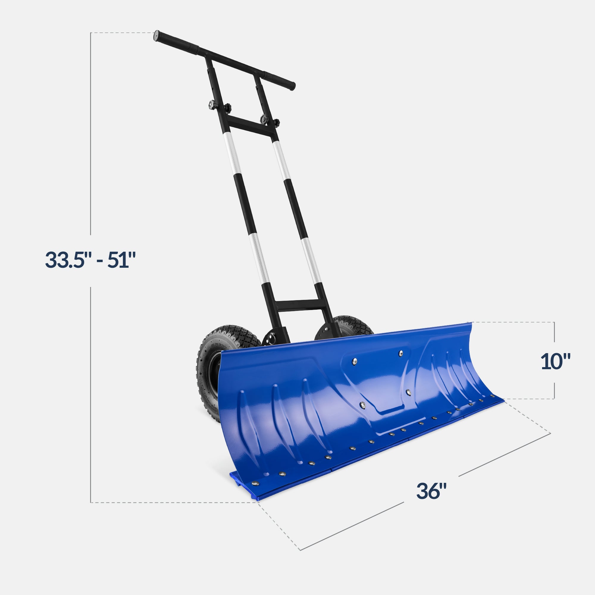 Galvanized Blade 2-Wheel Snow Pusher w/ Adjustable Handle - 36in