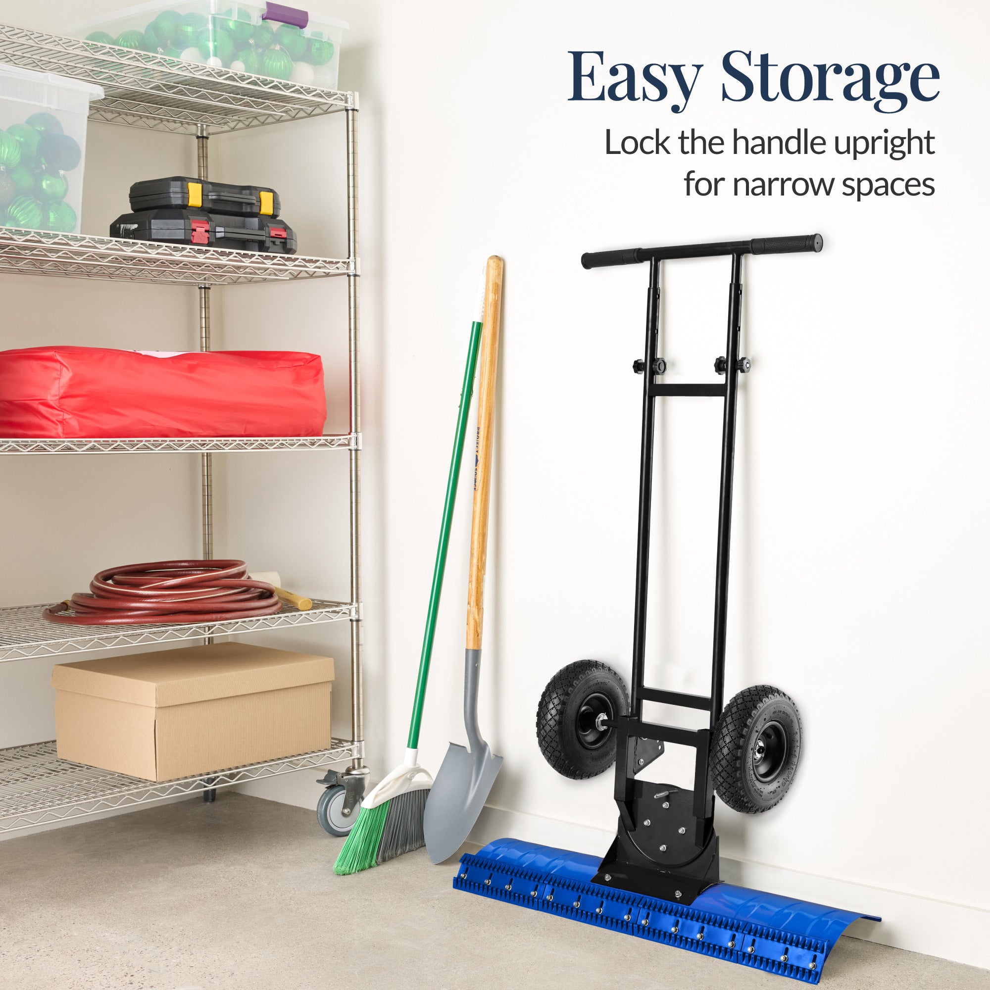 Galvanized Blade 2-Wheel Snow Pusher w/ Adjustable Handle - 36in