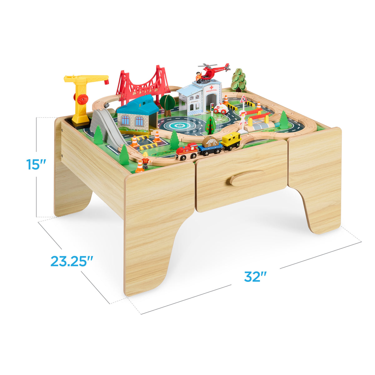 Model Train Drawers 56 Piece Wooden Train Set Table for Kids w/Toy Storage Drawer – Best ...