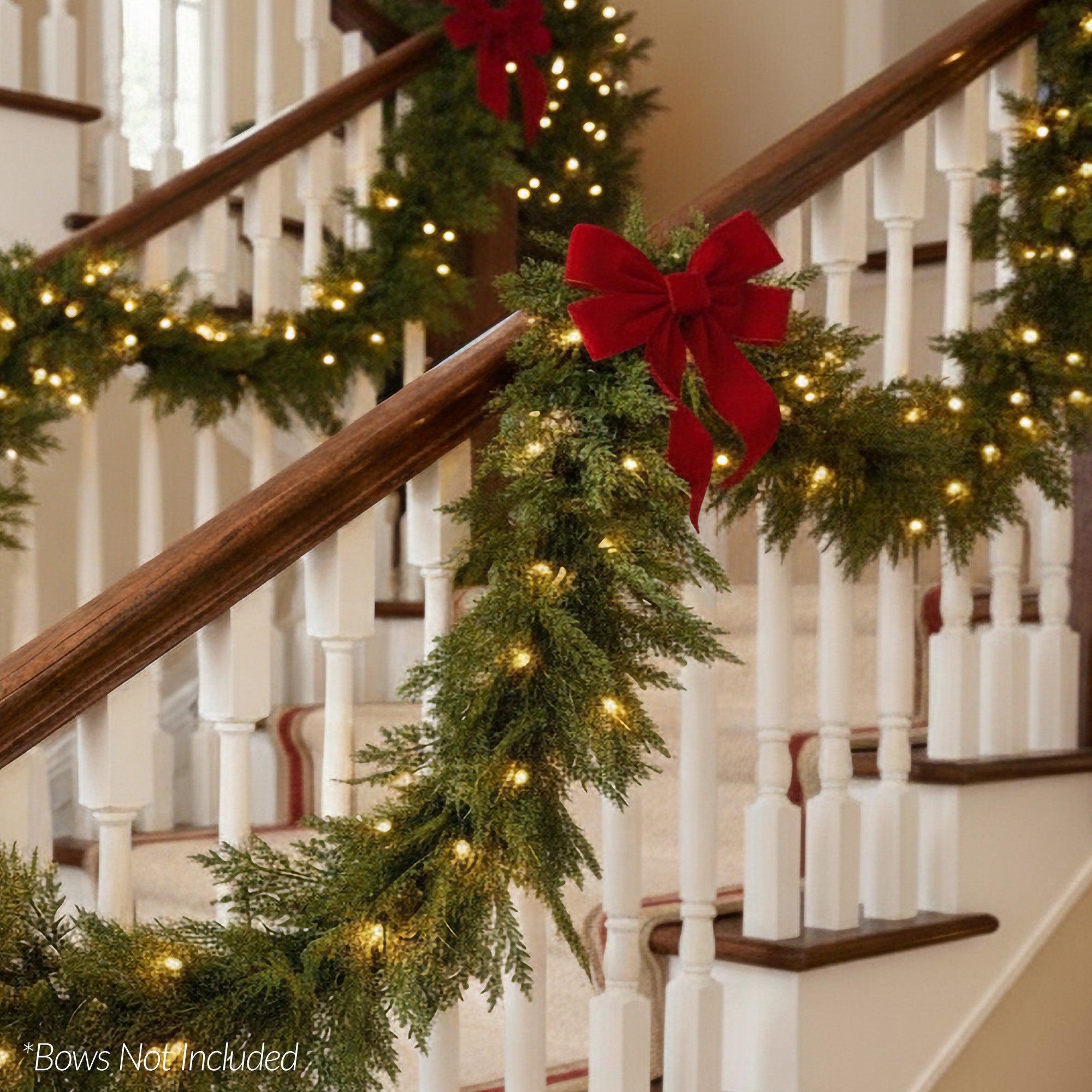 Pre-Lit Cedar Cypress Christmas Realistic Garland w/ Twinkling LEDs - Thumbnail 4