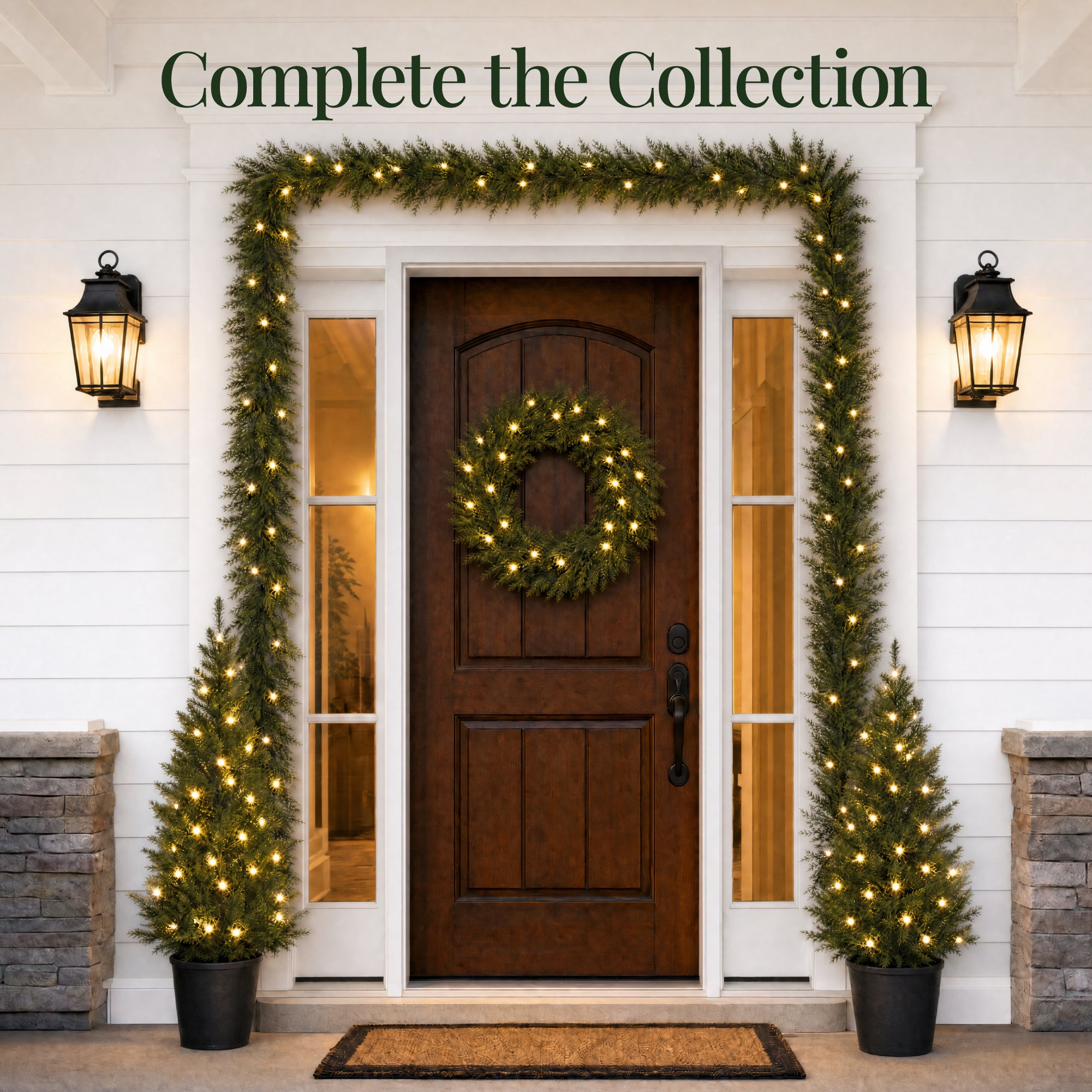 Pre-Lit Cedar Cypress Christmas Garland w/ 50 LEDs, 9Ft, Corded