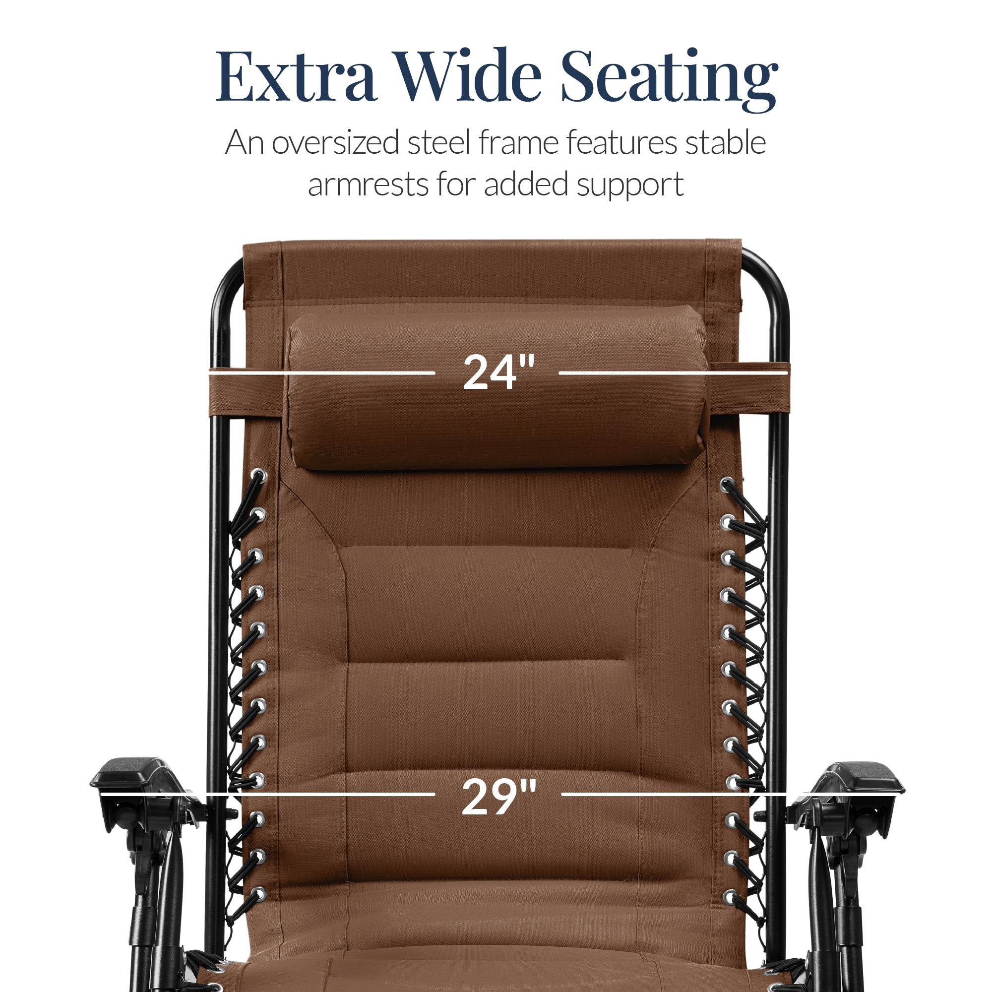Oversized Padded Zero Gravity Chair, Folding Recliner w/ Headrest, Side Tray