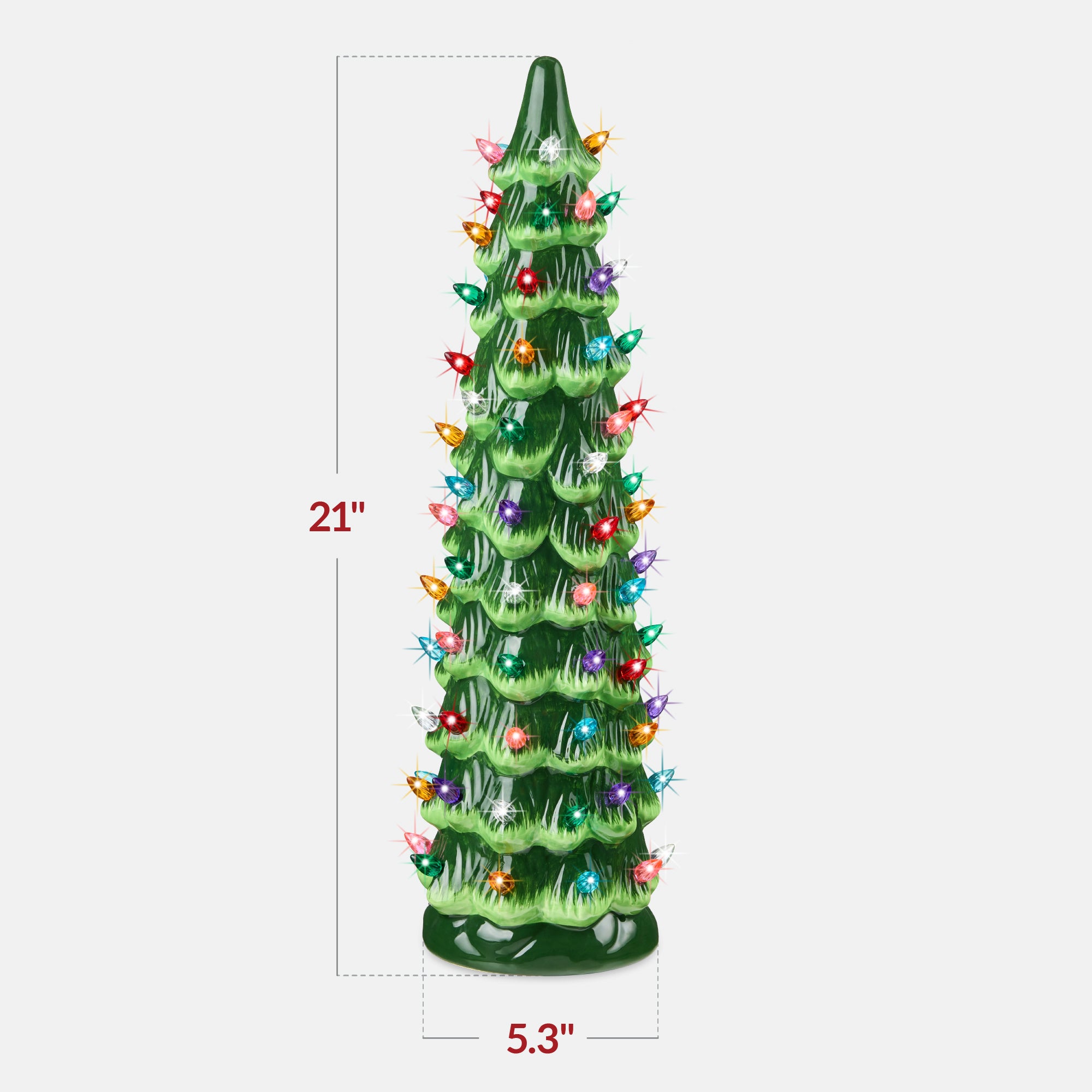 21in Ceramic Christmas Tree, Hand-Painted Holiday Decor w/ LED