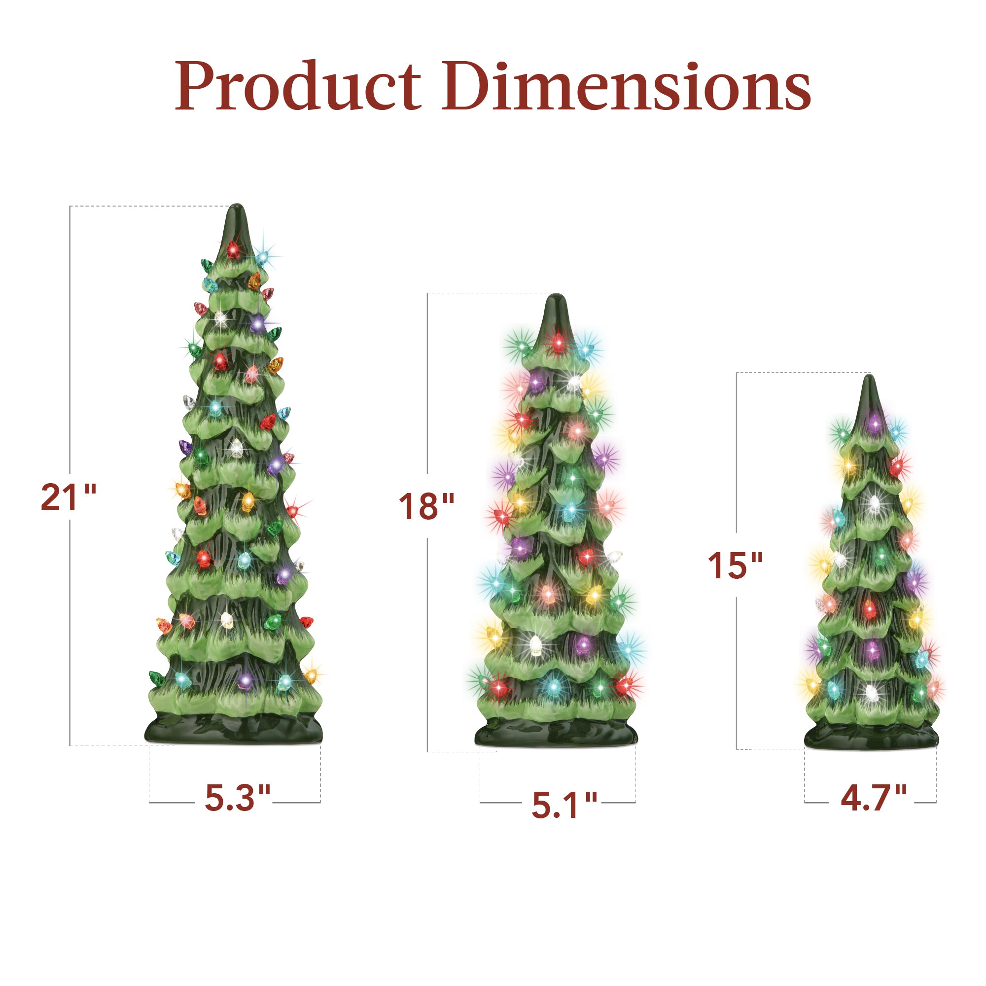 Set of 3 XL Pre-Lit Ceramic Tabletop Christmas Trees