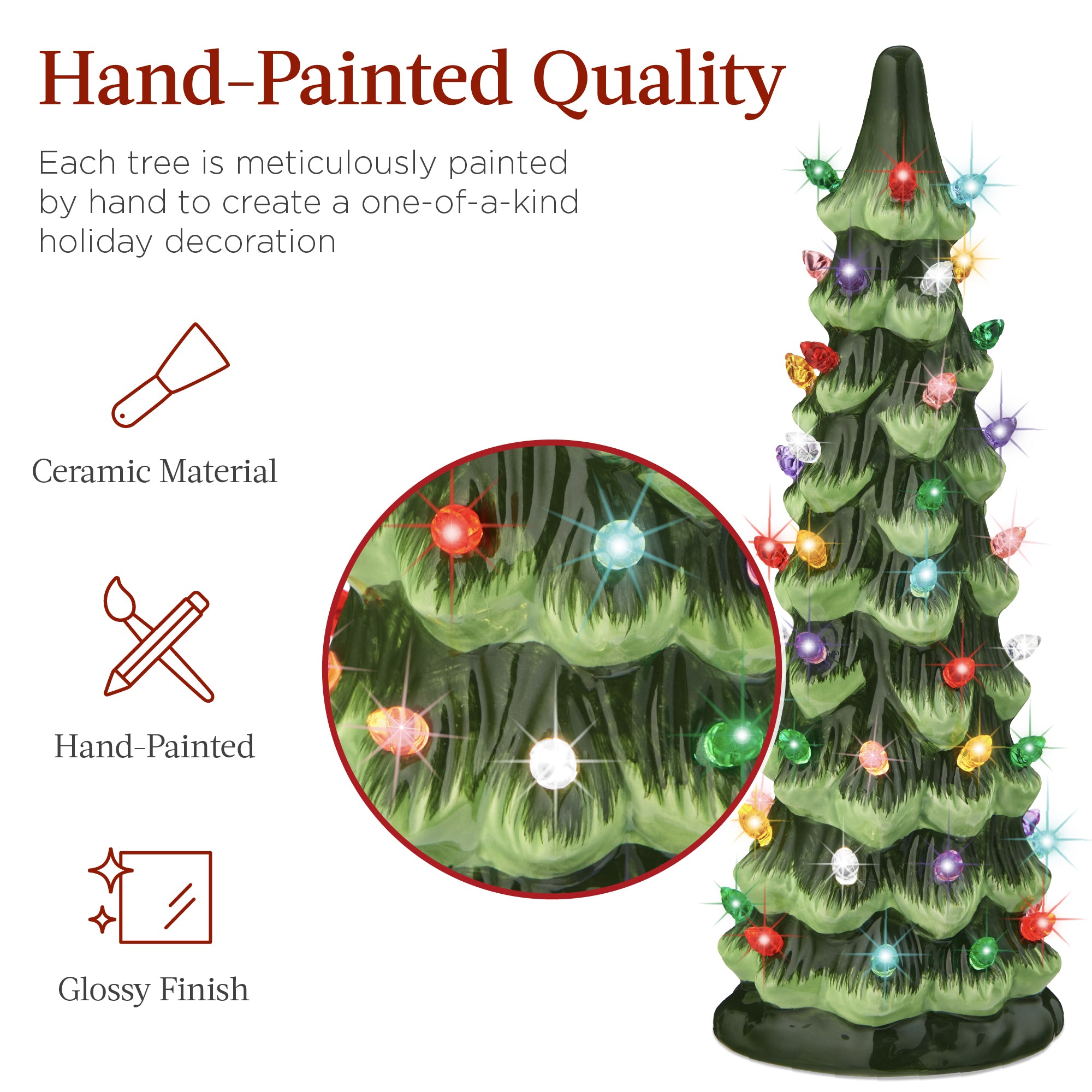 Set of 3 XL Pre-Lit Ceramic Tabletop Christmas Trees – Best Choice