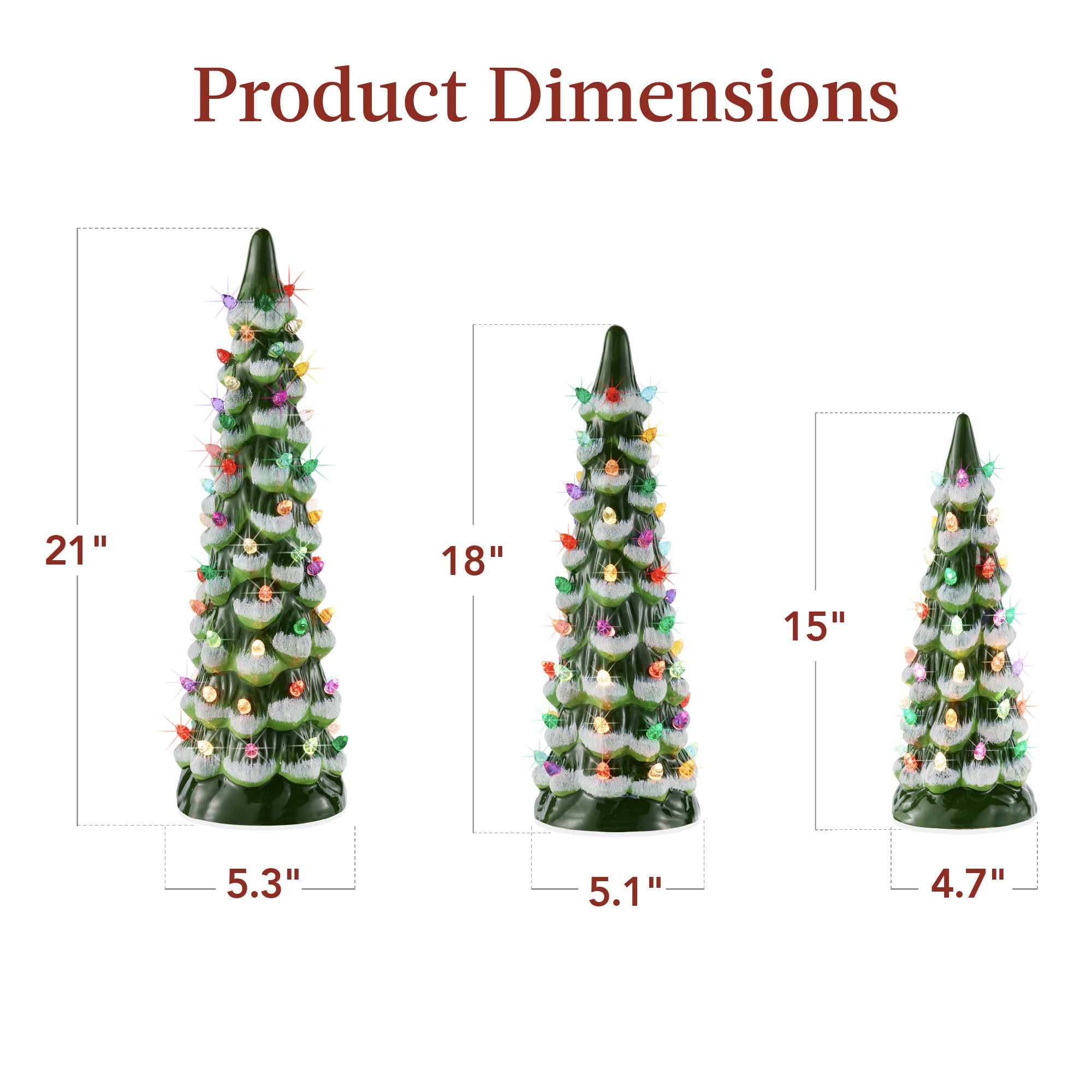 Set of 3 XL Pre-Lit Ceramic Tabletop Christmas Trees