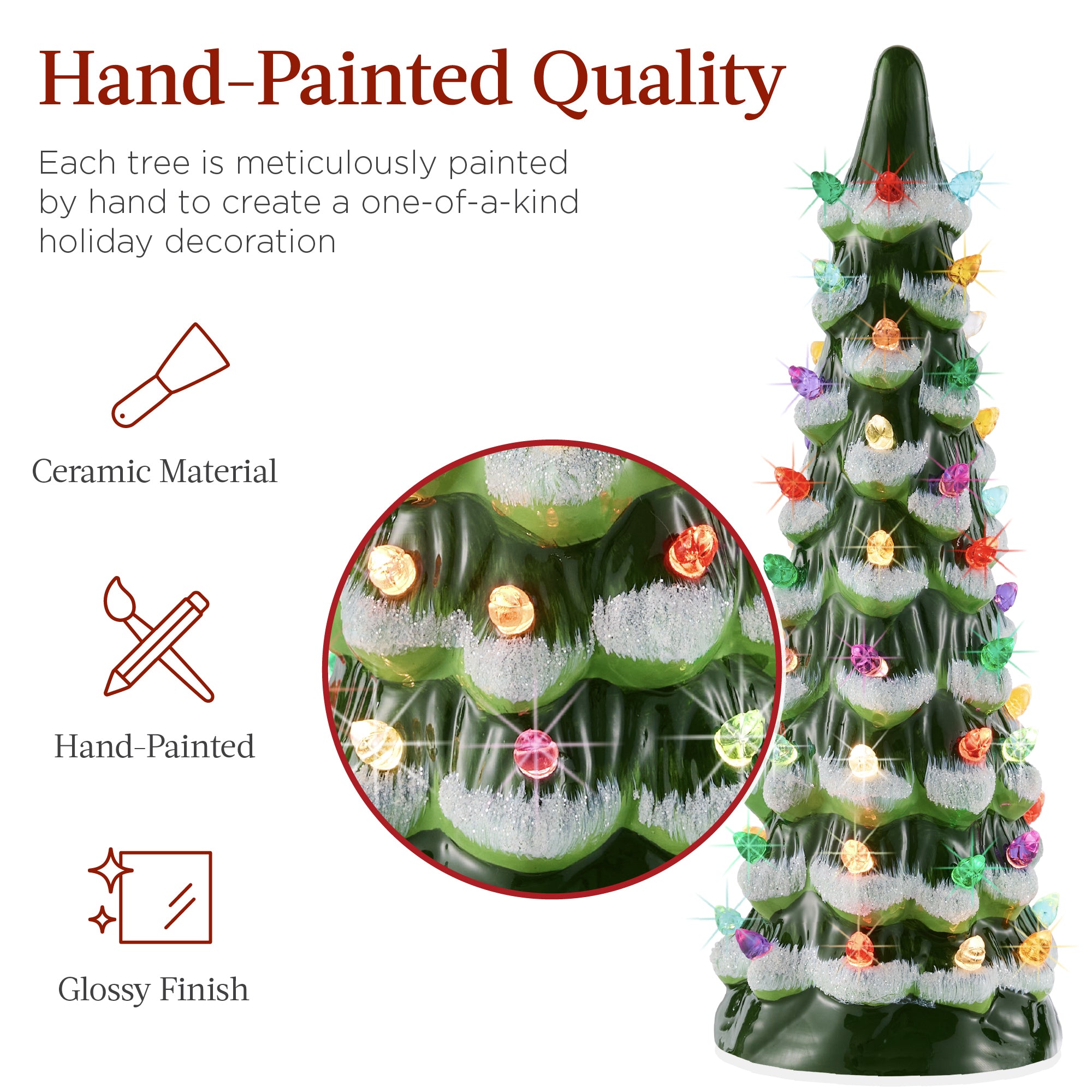 Set of 3 XL Pre-Lit Ceramic Tabletop Christmas Trees