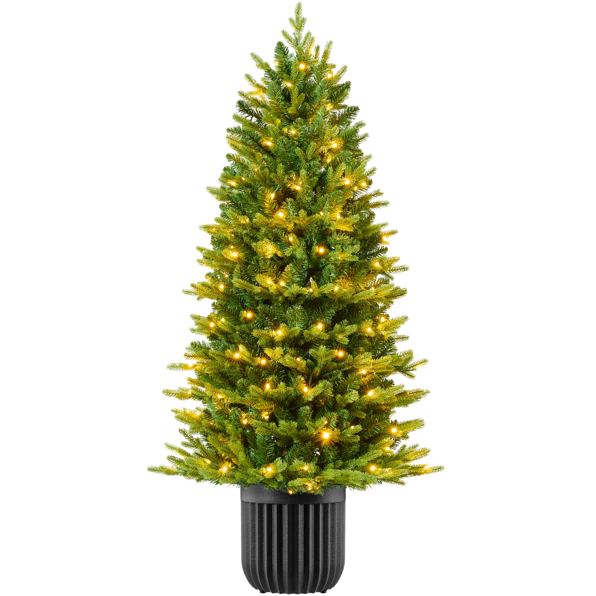 Pre-Lit Potted Christmas Tree w/Twinkling White & Multi LEDs