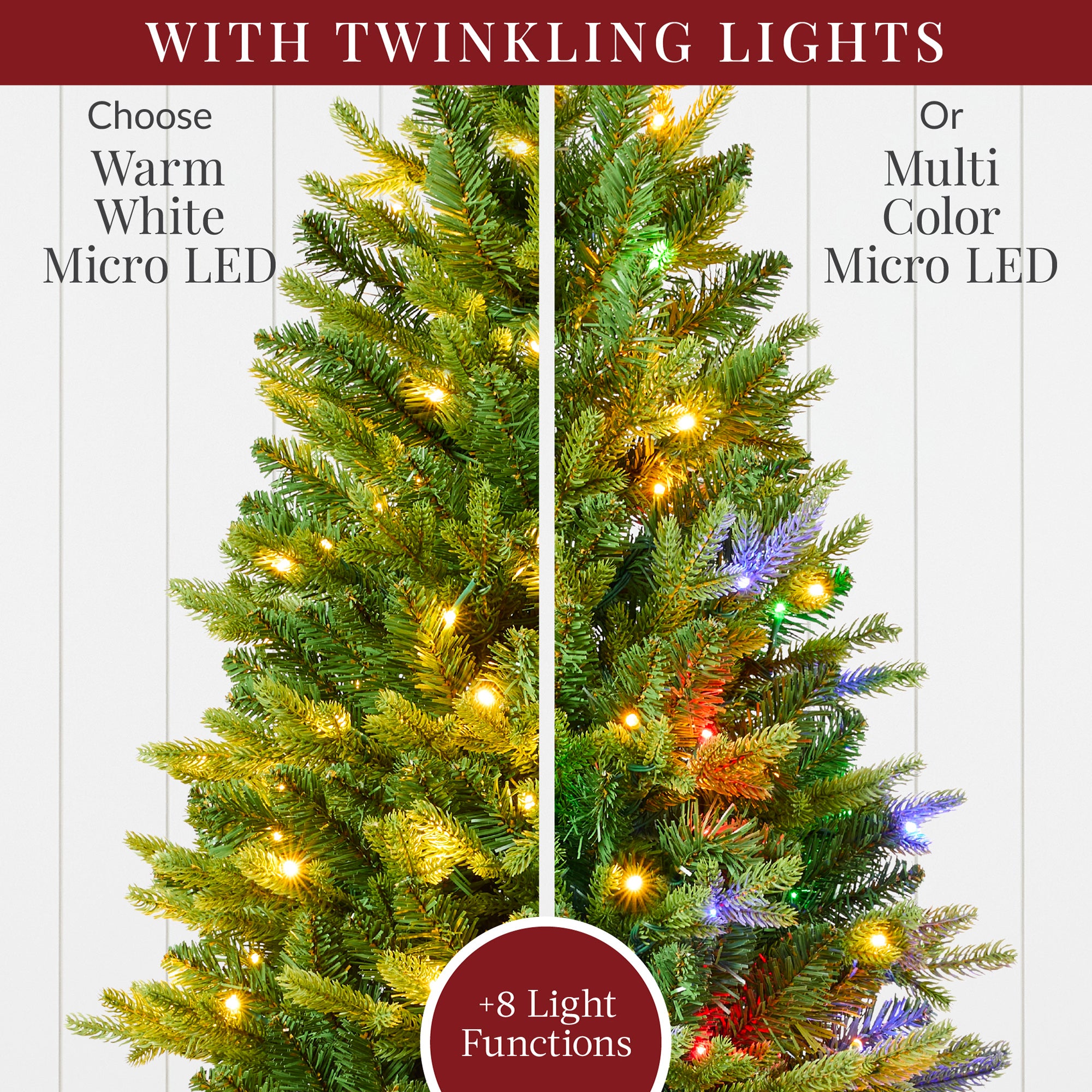 Pre-Lit Potted Christmas Tree w/Twinkling White & Multi LEDs
