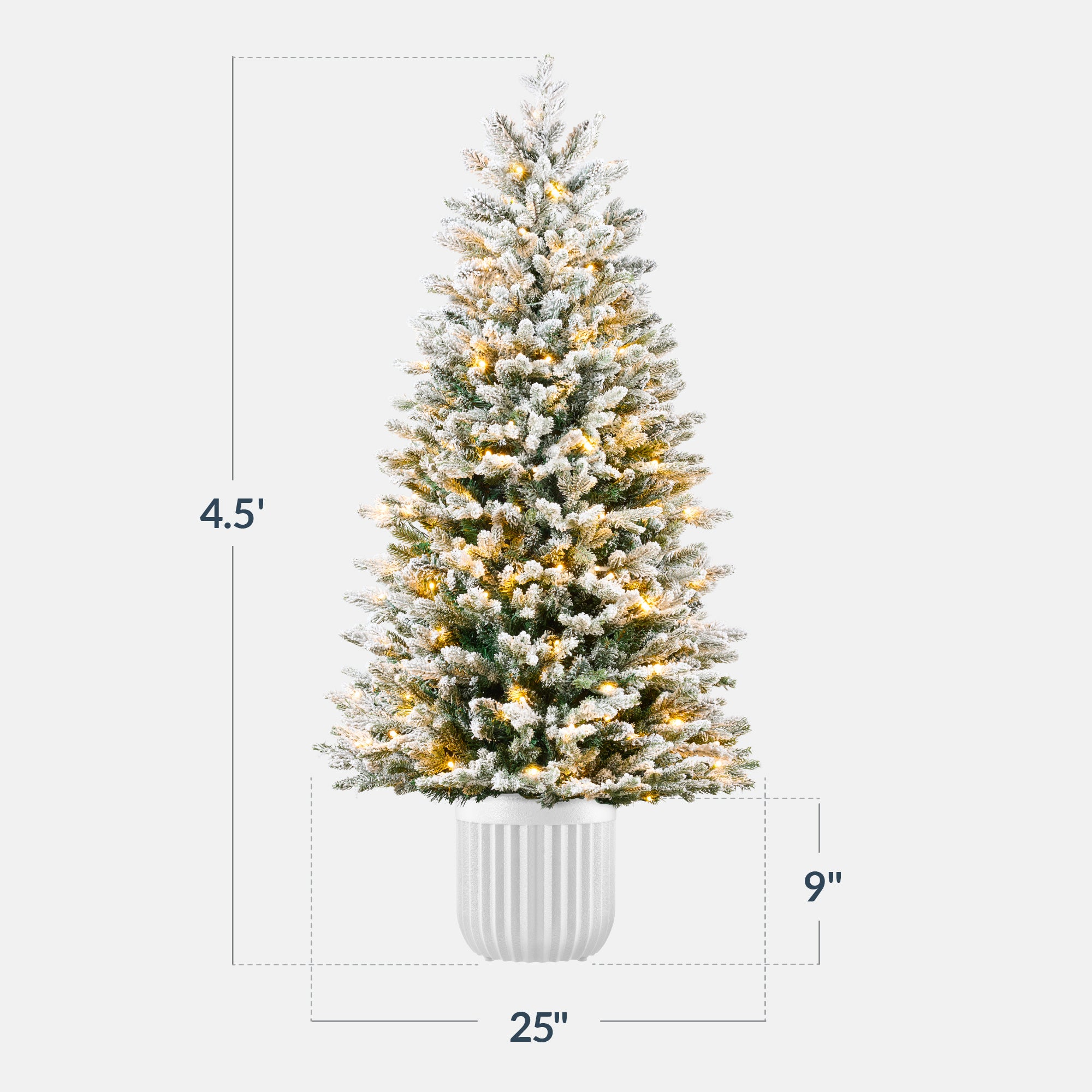 Pre-Lit Potted Flocked Christmas Tree w/Twinkling White & Multi LEDs