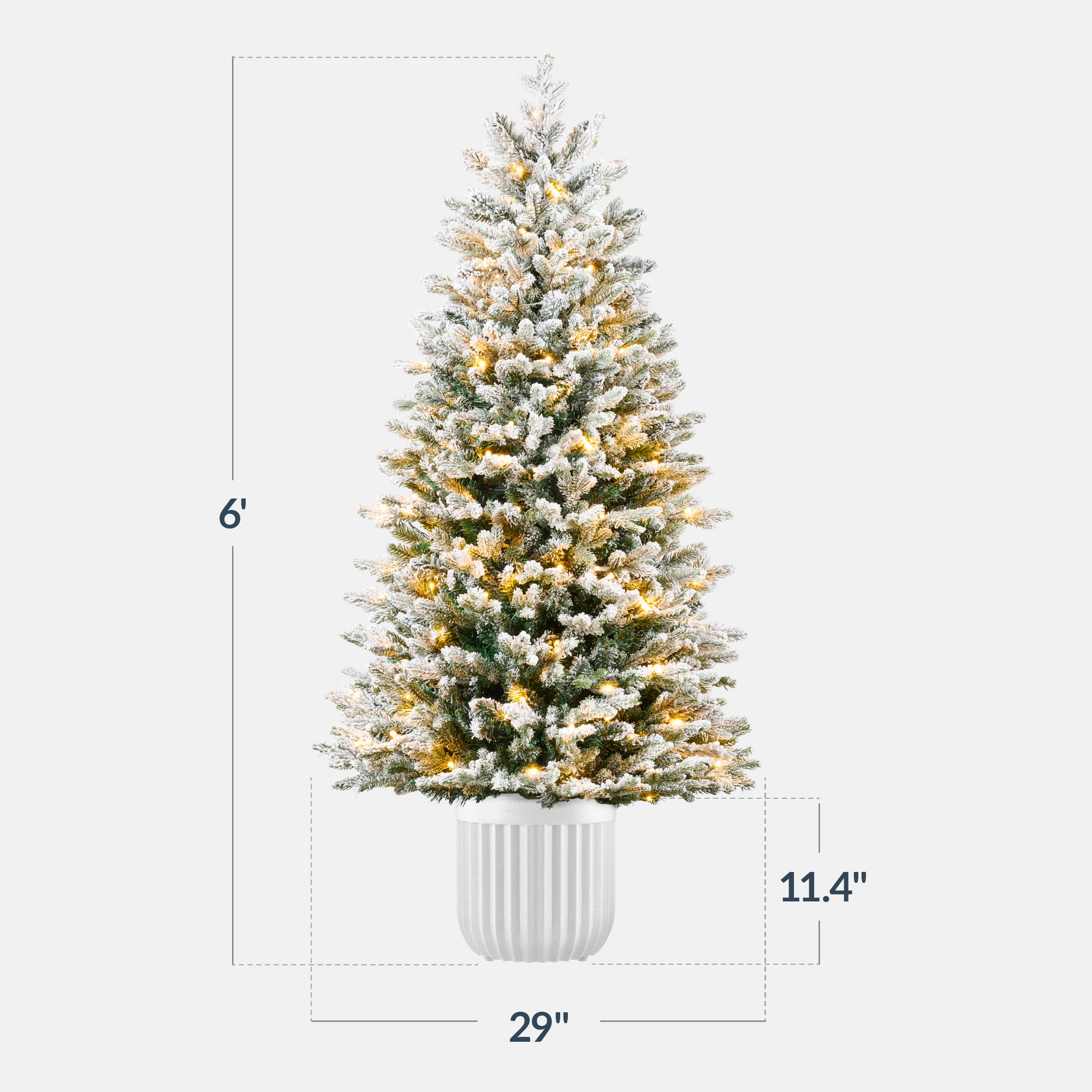 Pre-Lit Potted Flocked Christmas Tree w/Twinkling White & Multi LEDs
