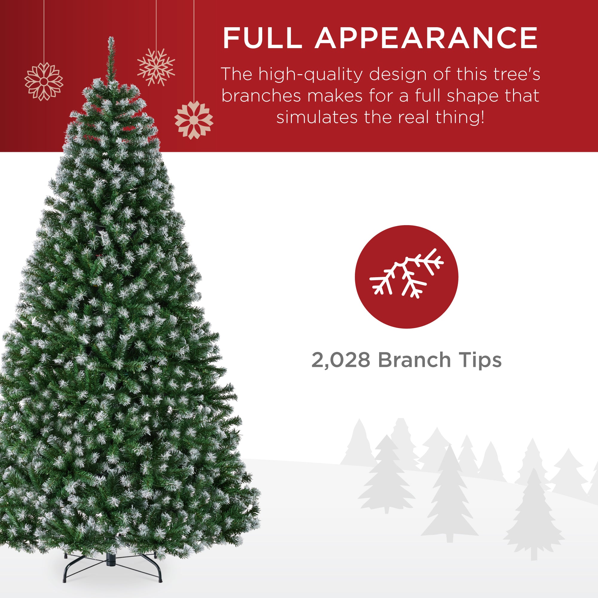 Unlit Frosted Artificial Green Spruce Christmas Tree, w/Easy Assembly