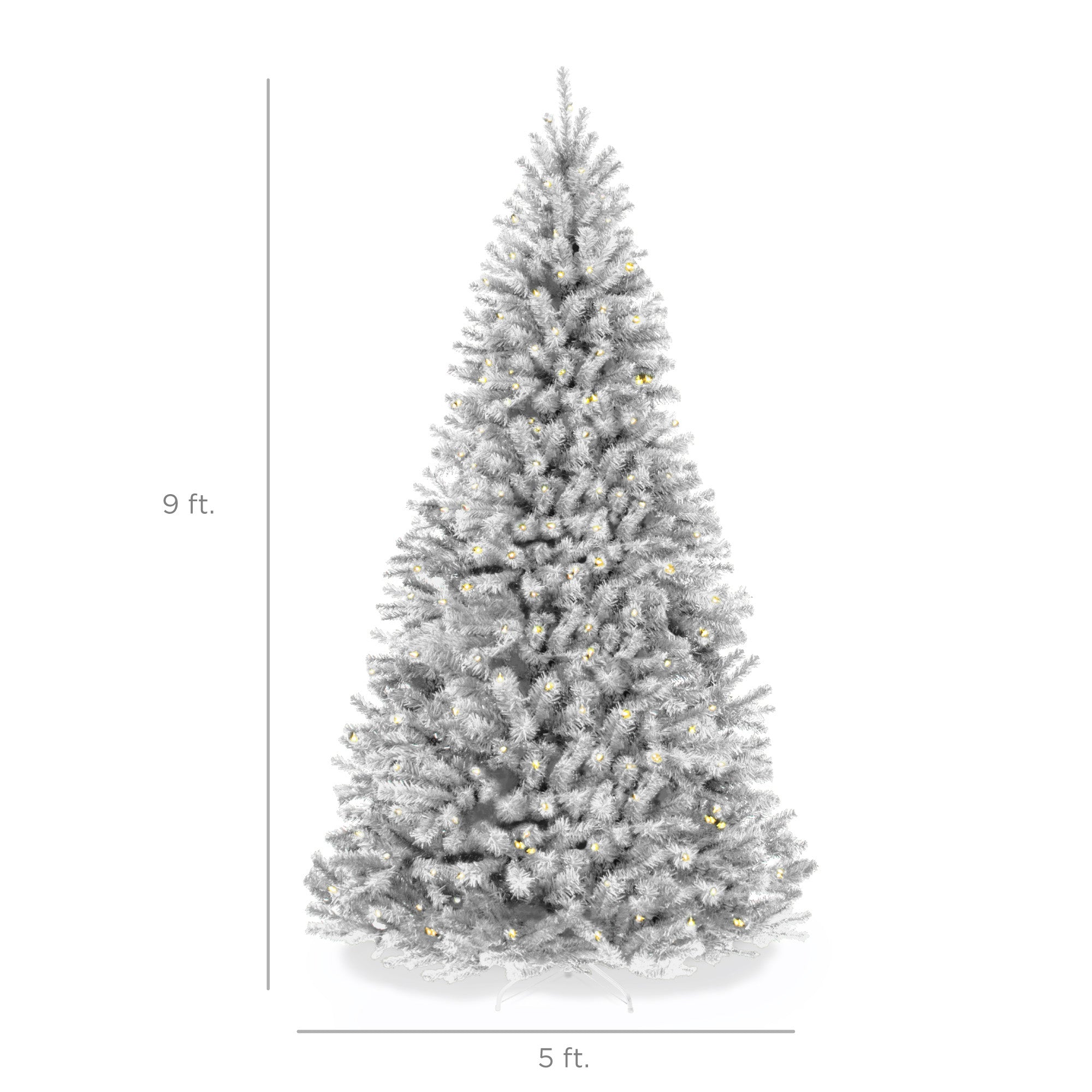 Pre-Lit Artificial White Spruce Christmas Tree, w/Easy Assembly