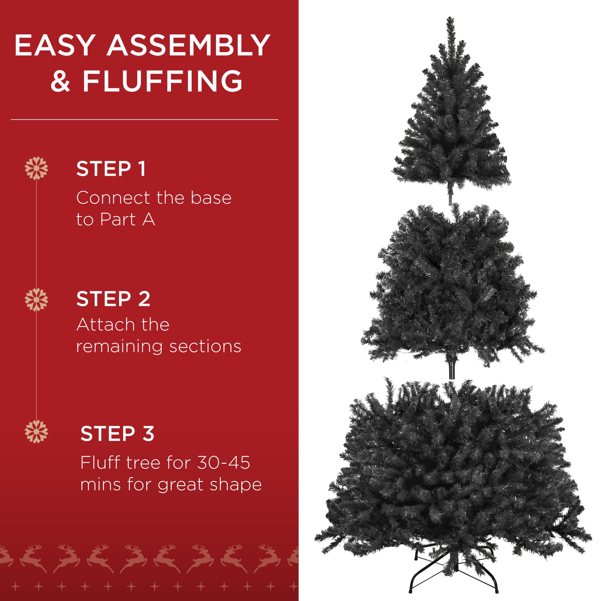 Pre-Lit Artificial Black Spruce Christmas Tree, w/Easy Assembly
