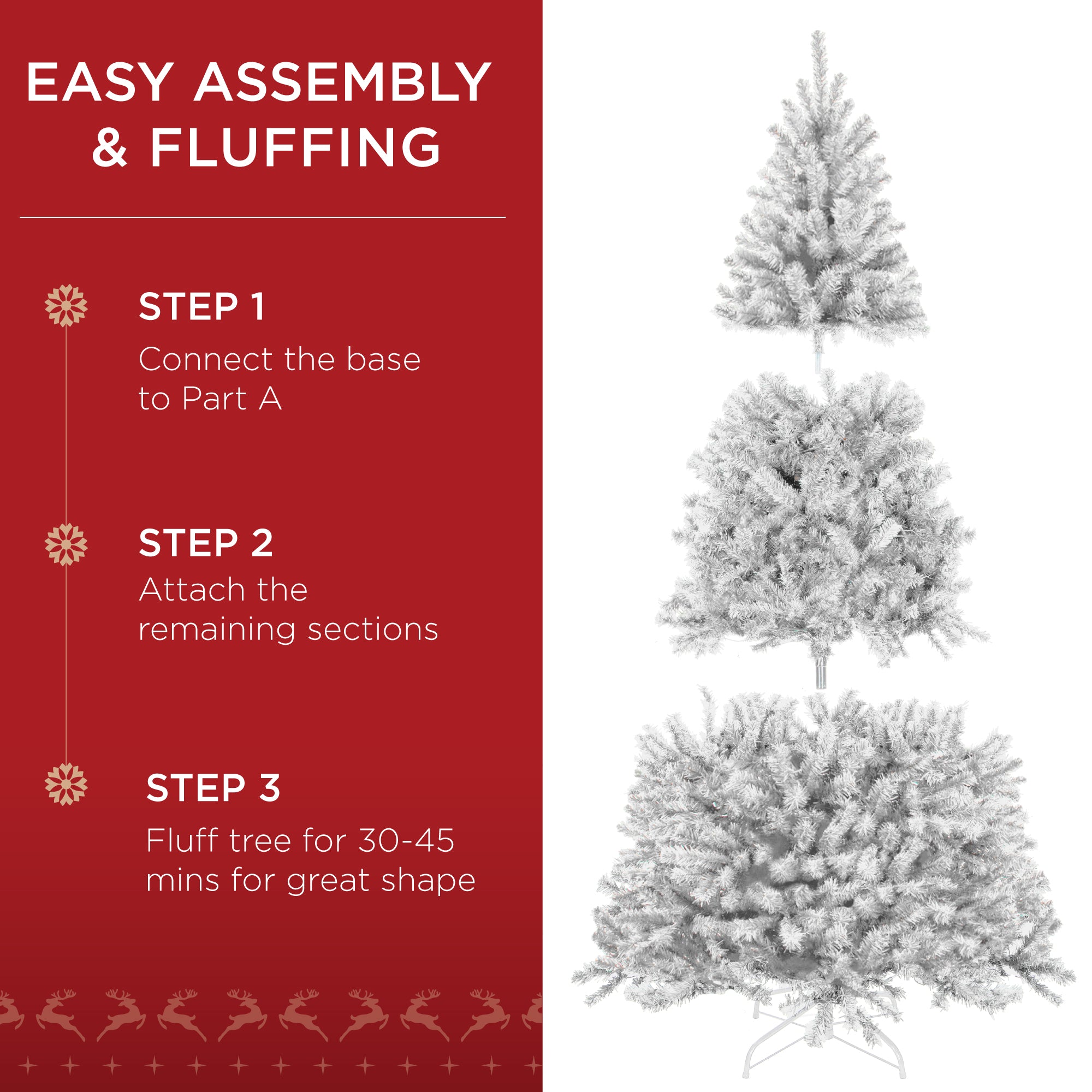 Pre-Lit Artificial White Spruce Christmas Tree, w/Easy Assembly