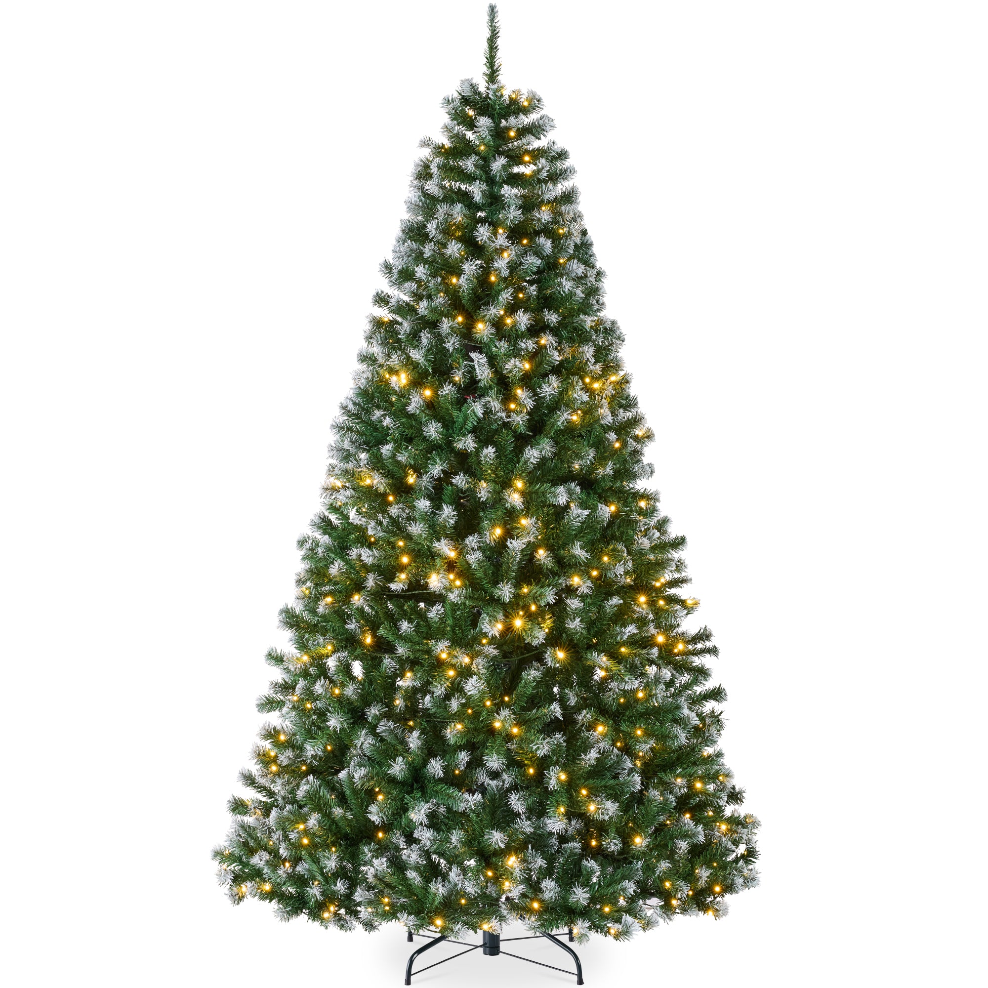 Pre-Lit Frosted Artificial Green Spruce Christmas Tree, w/Easy Assembly