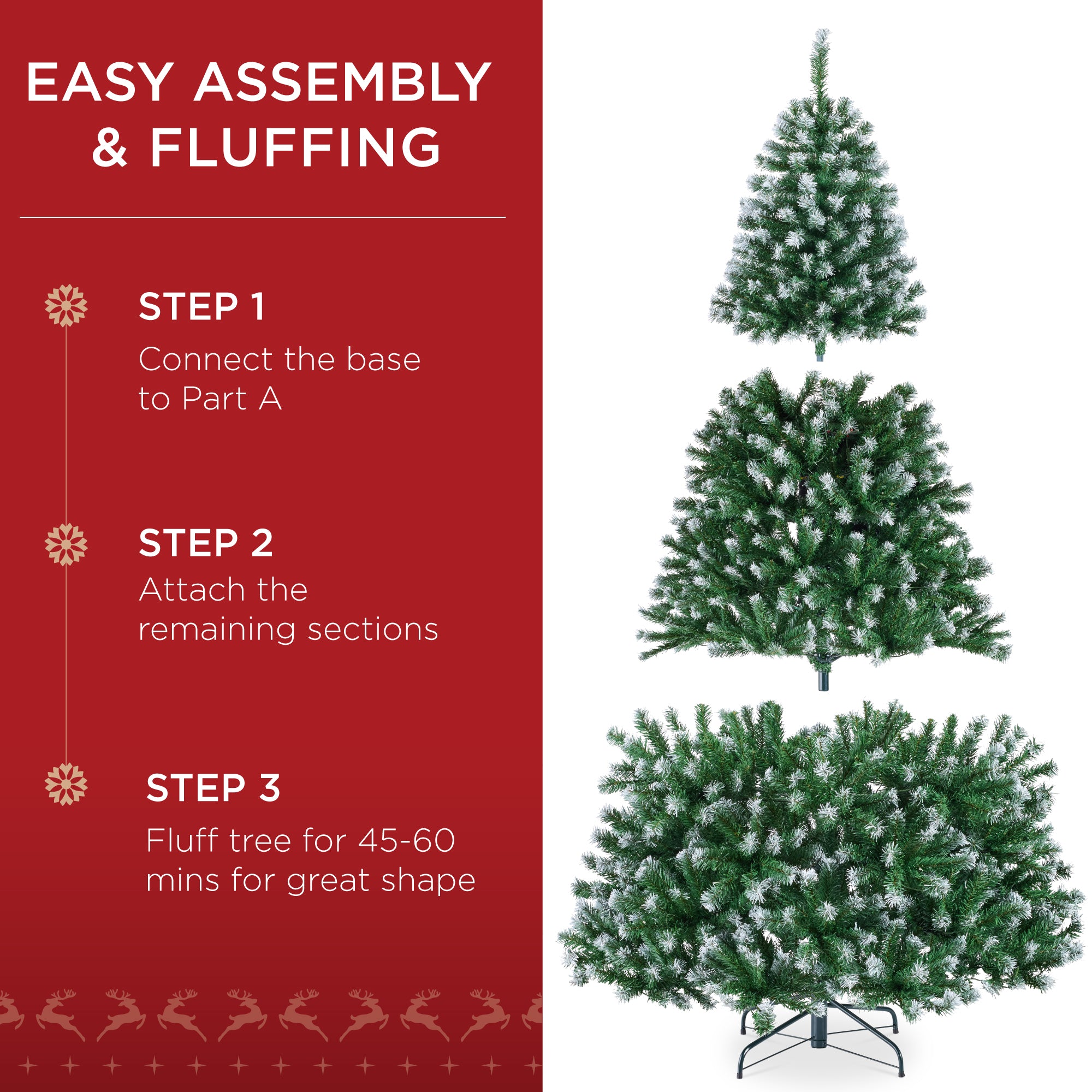 Pre-Lit Frosted Artificial Green Spruce Christmas Tree, w/Easy