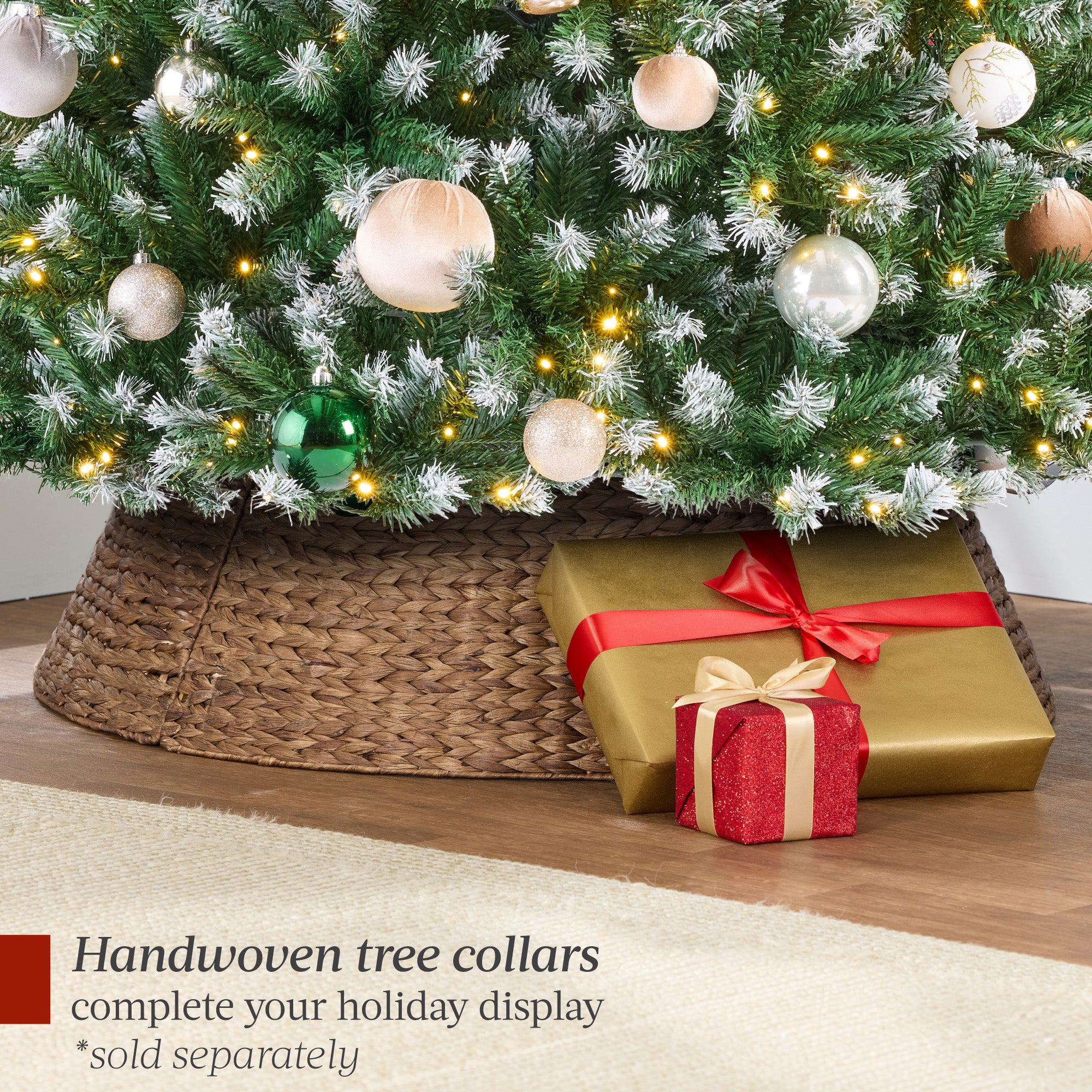 Pre-Lit Frosted Artificial Green Spruce Christmas Tree, w/Easy