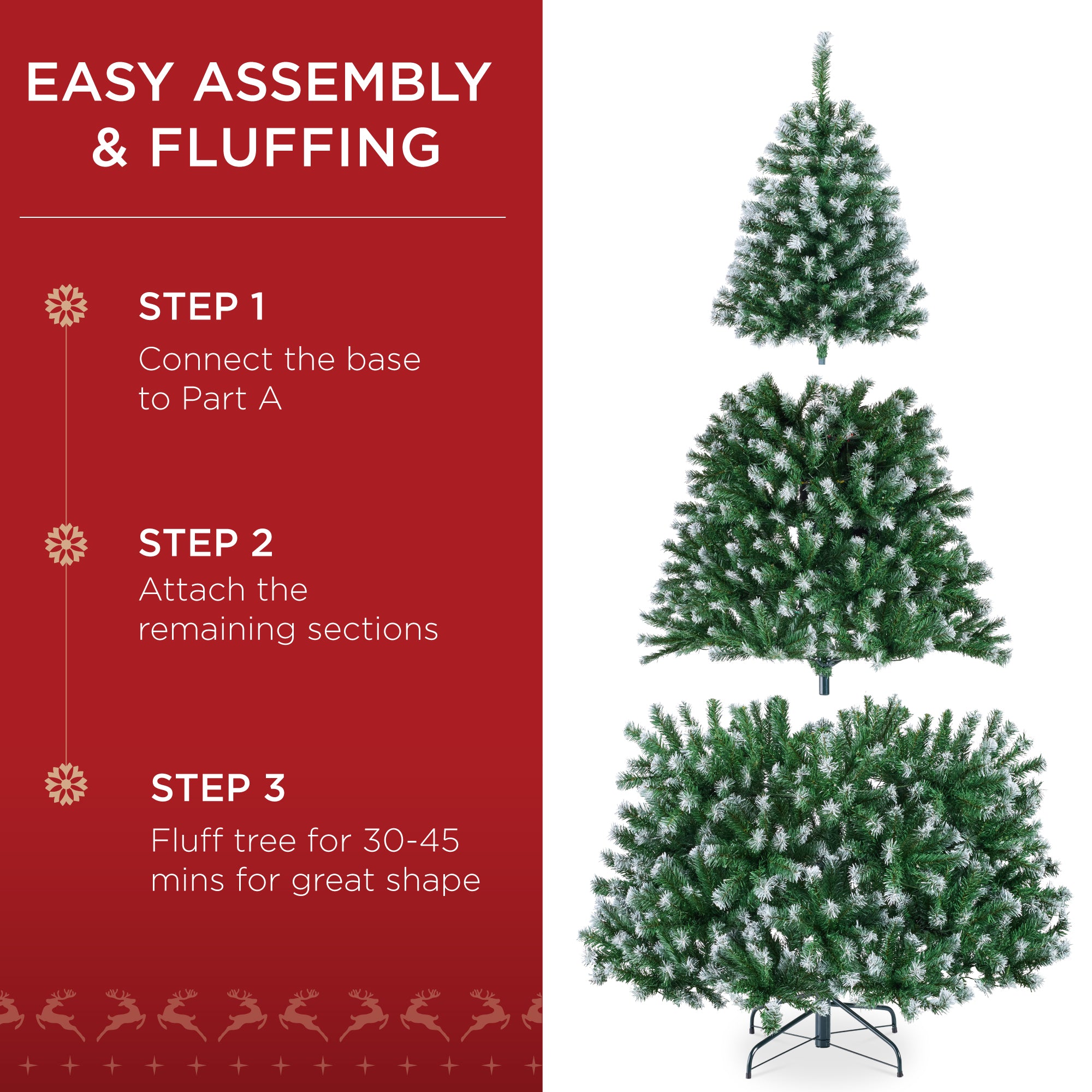 Unlit Frosted Artificial Green Spruce Christmas Tree, w/Easy Assembly