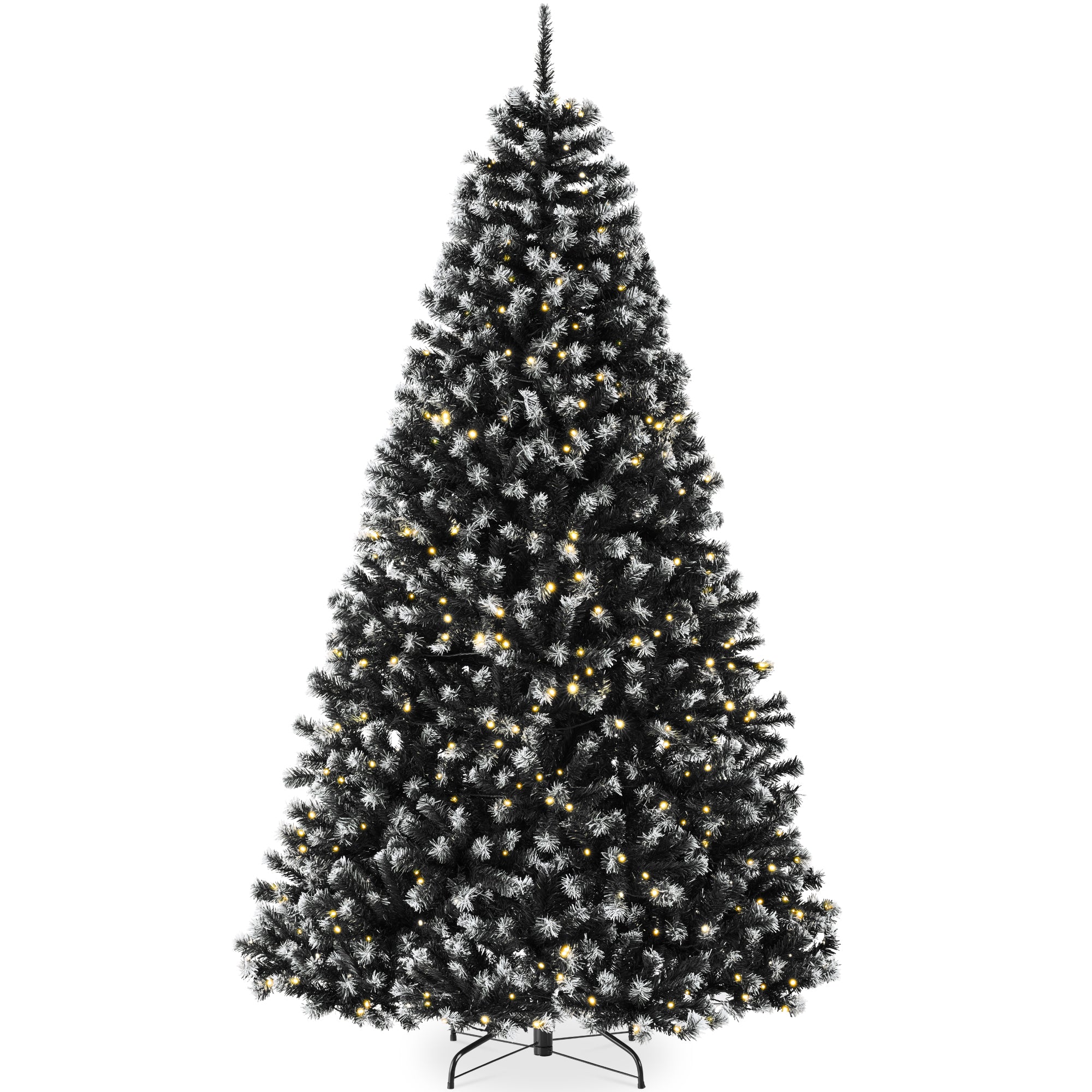 Pre-Lit Frosted Artificial Black Spruce Christmas Tree, w/Easy Assembly