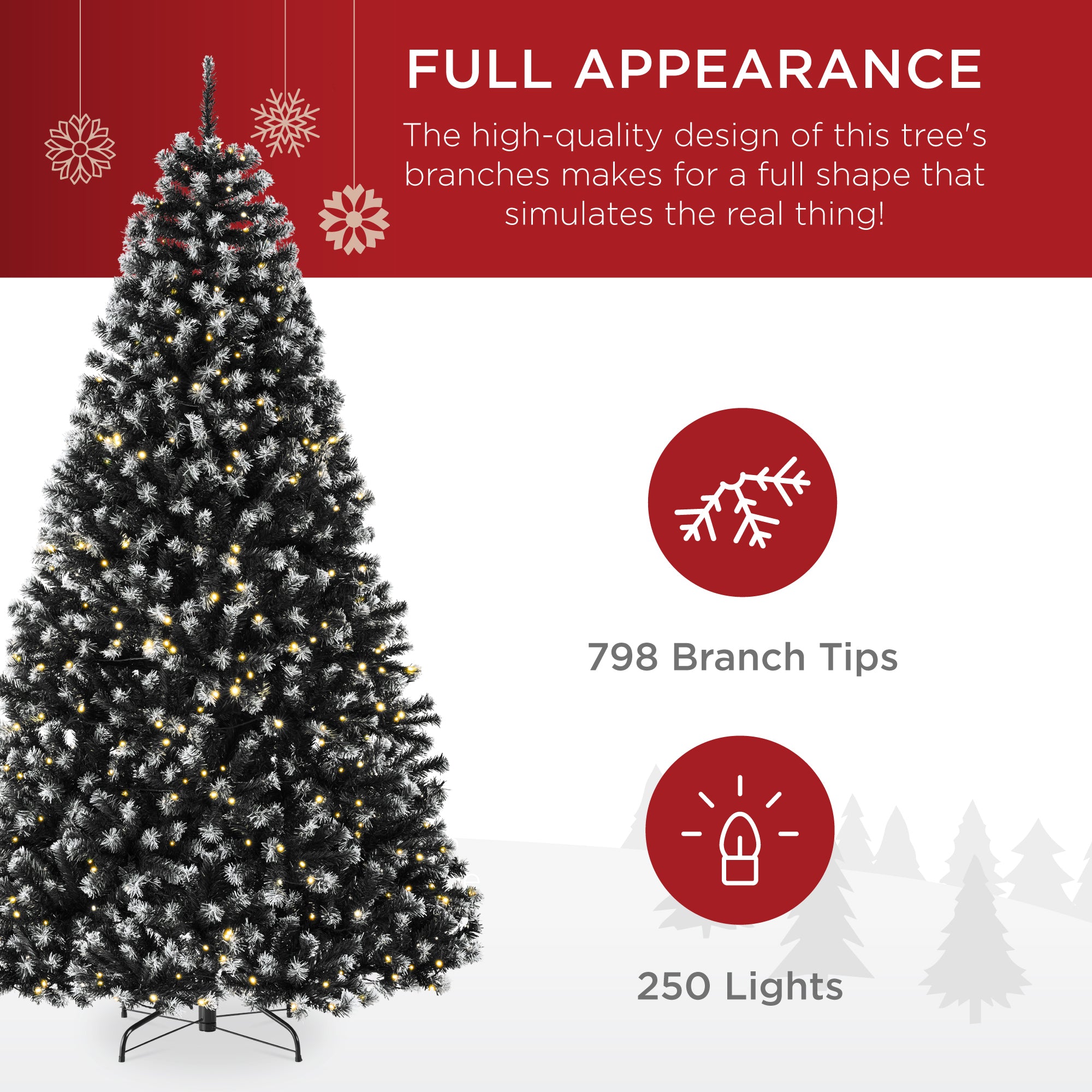 Pre-Lit Frosted Artificial Black Spruce Christmas Tree, w/Easy Assembly