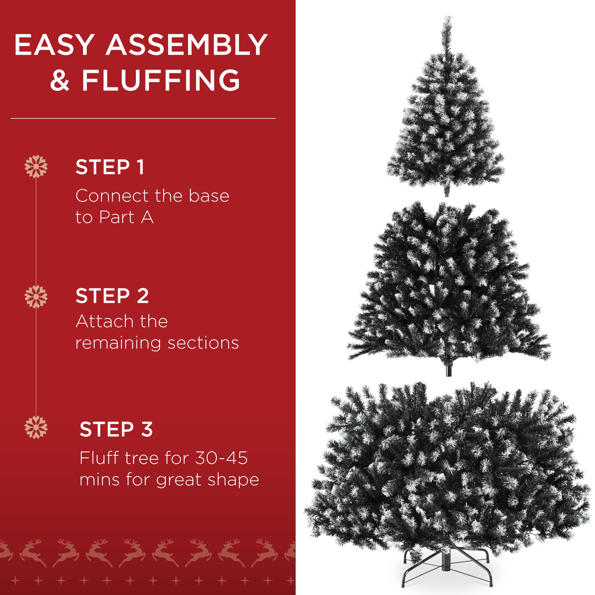 Pre-Lit Frosted Artificial Black Spruce Christmas Tree, w/Easy Assembly