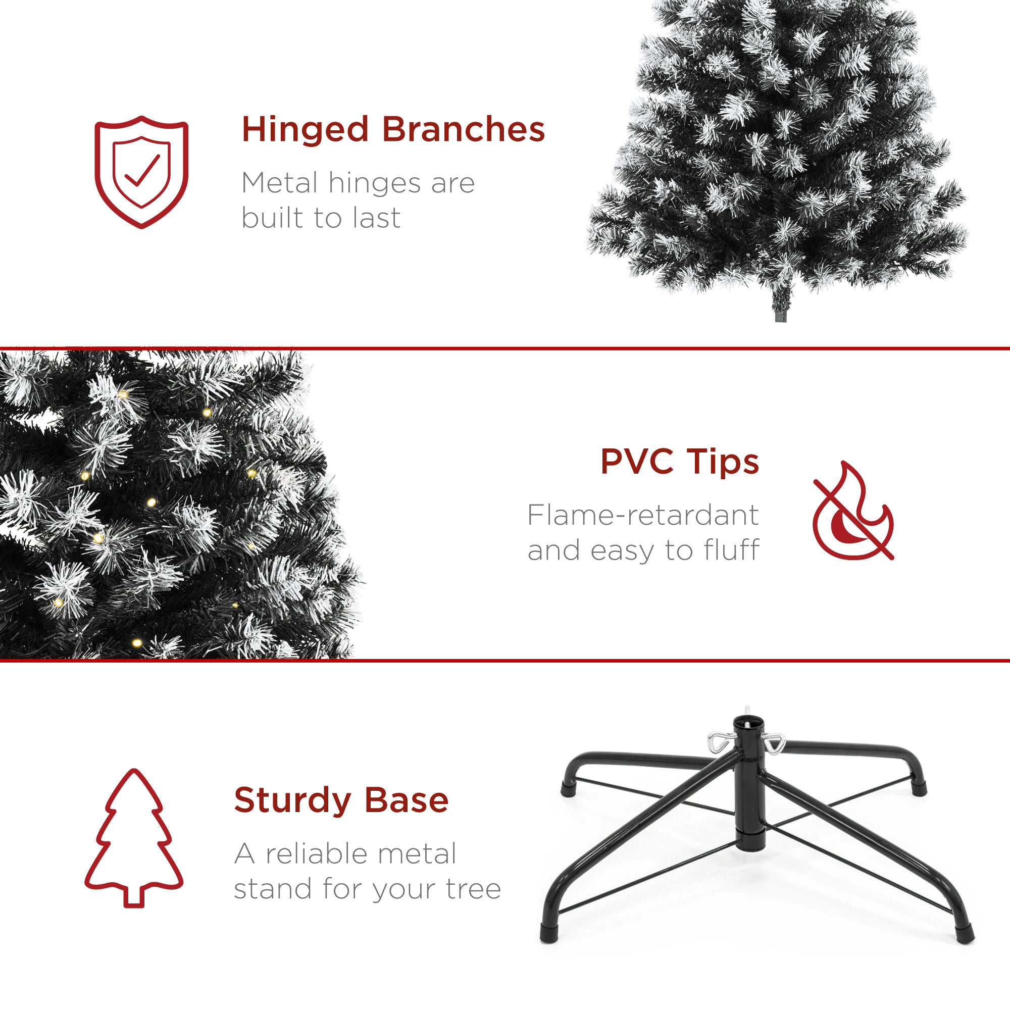 Pre-Lit Frosted Artificial Black Spruce Christmas Tree, w/Easy Assembly