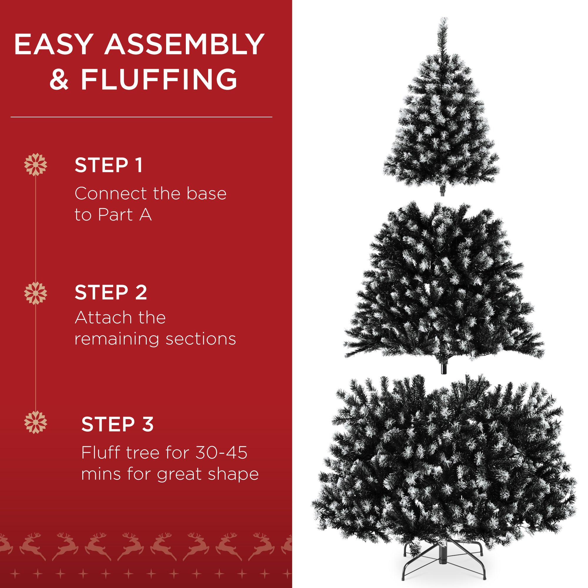 Unlit Frosted Artificial Black Spruce Christmas Tree, w/Easy Assembly