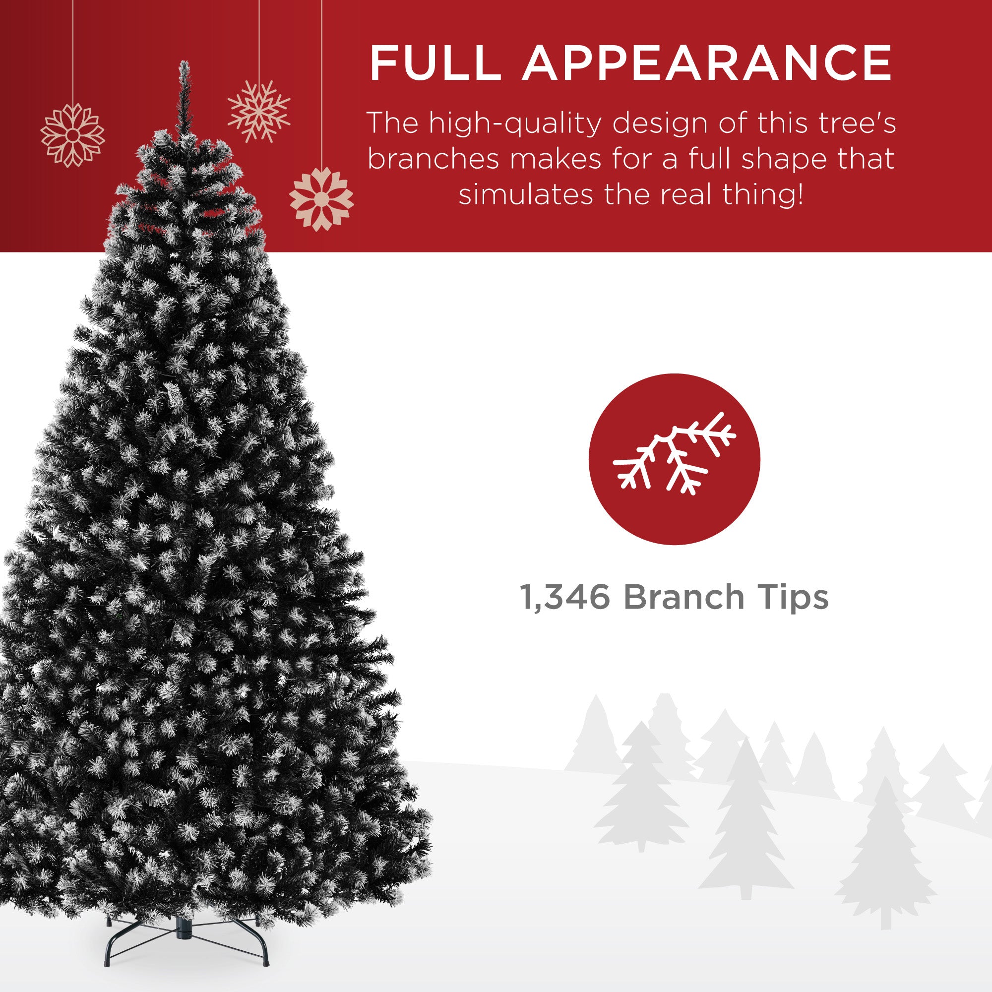 Unlit Frosted Artificial Black Spruce Christmas Tree, w/Easy Assembly