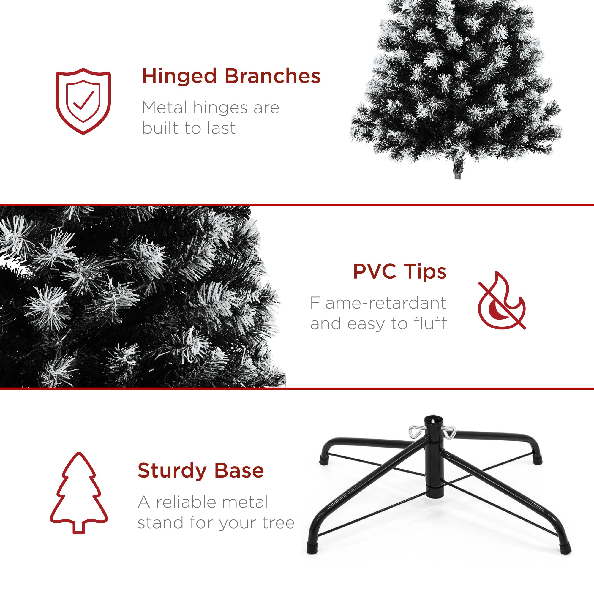 Unlit Frosted Artificial Black Spruce Christmas Tree, w/Easy Assembly
