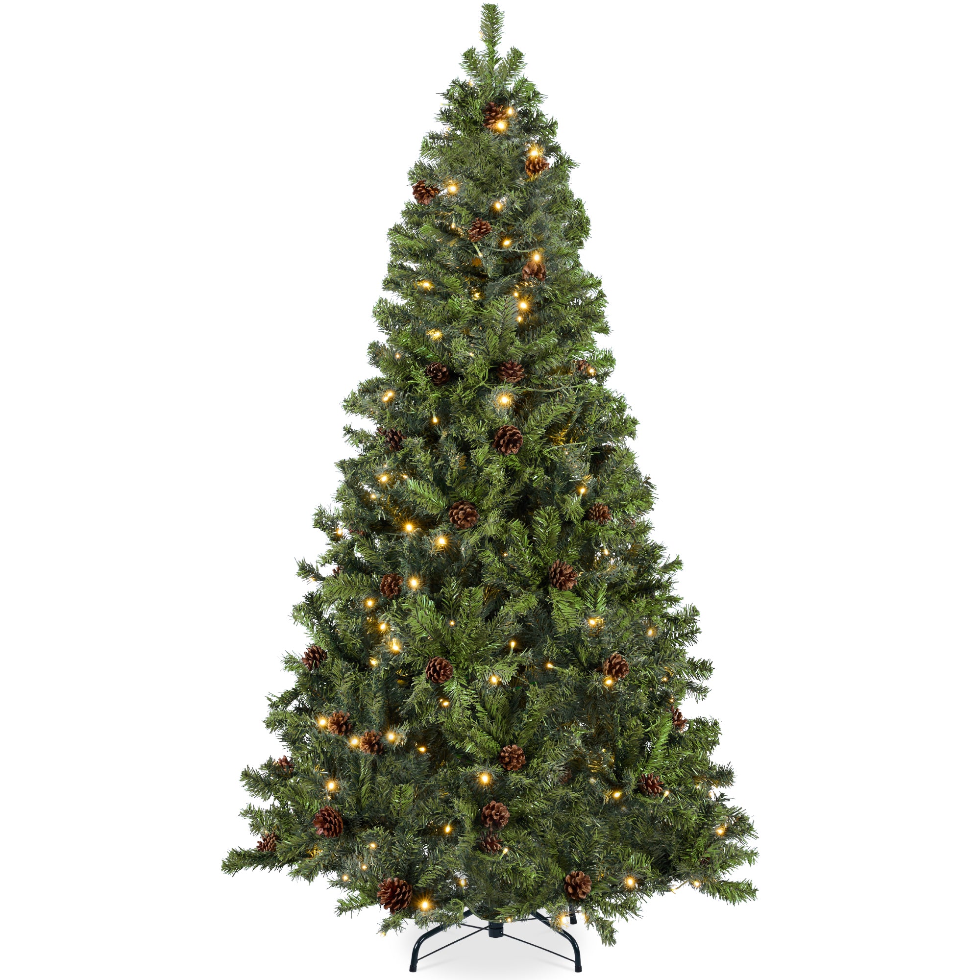 Pre-Lit Pre-Decorated Christmas Tree w/ Pinecones