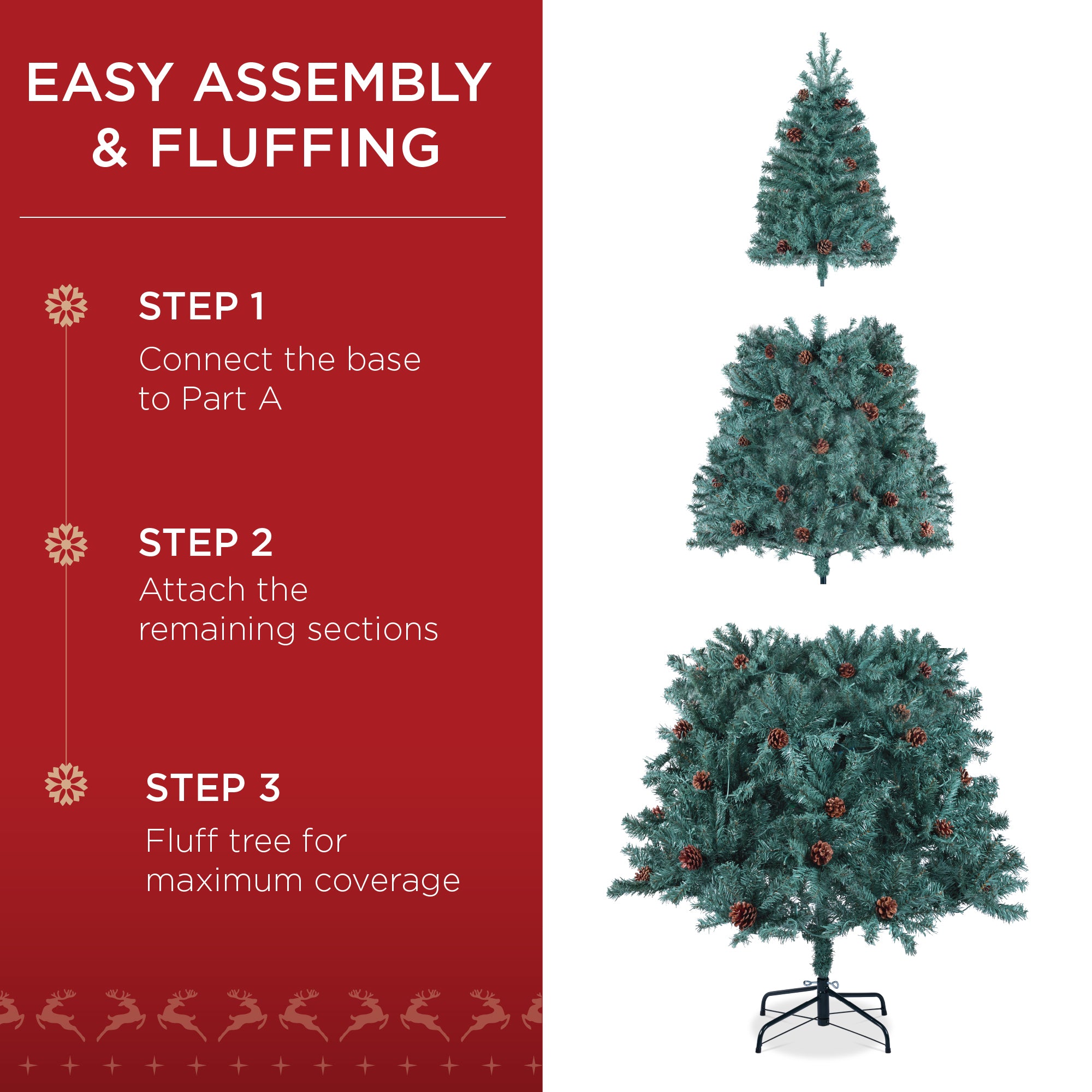 Pre-Lit Pre-Decorated Christmas Tree w/ Pinecones