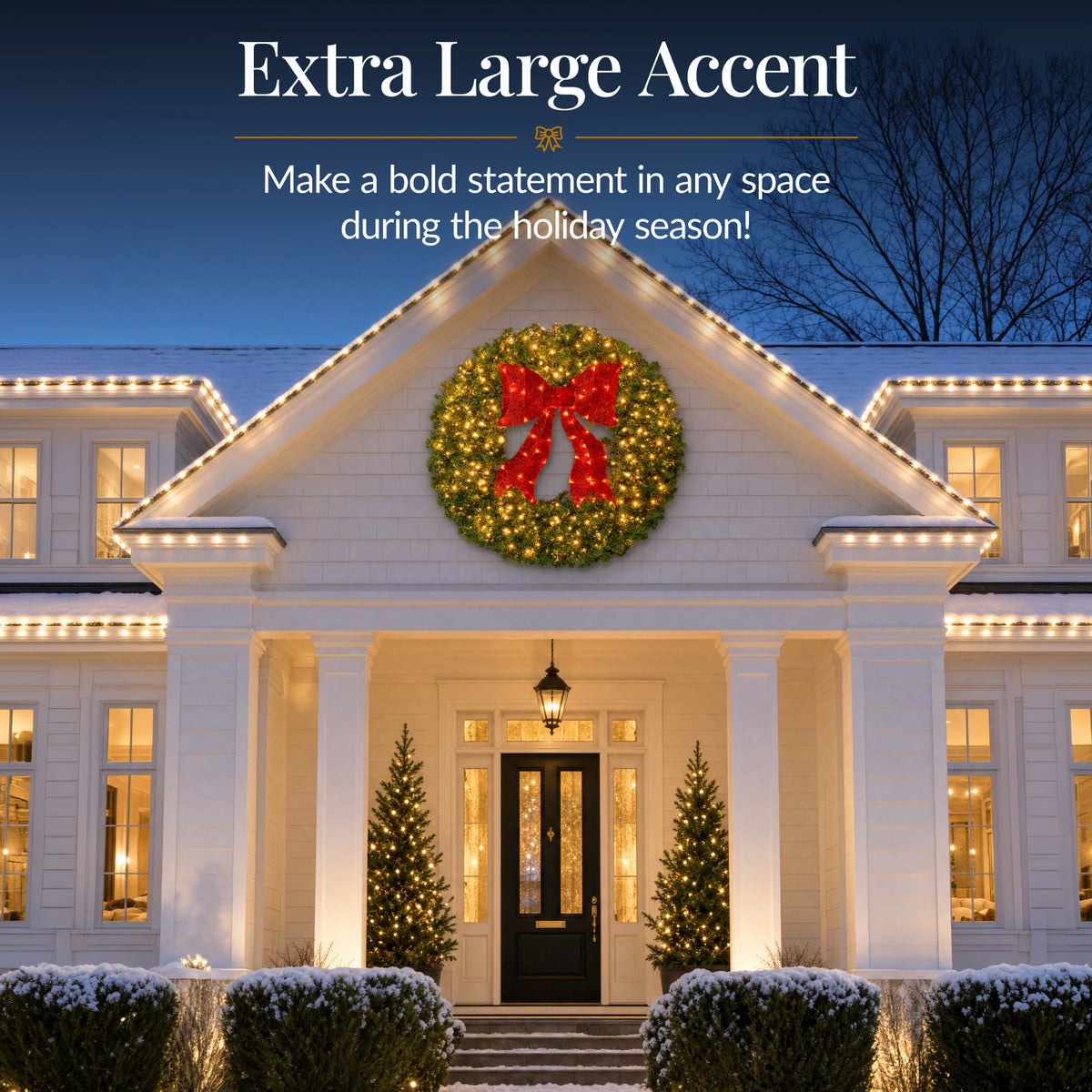 Pre-Lit Artificial Fir Christmas Wreath w/ Red Bow, LED Lights