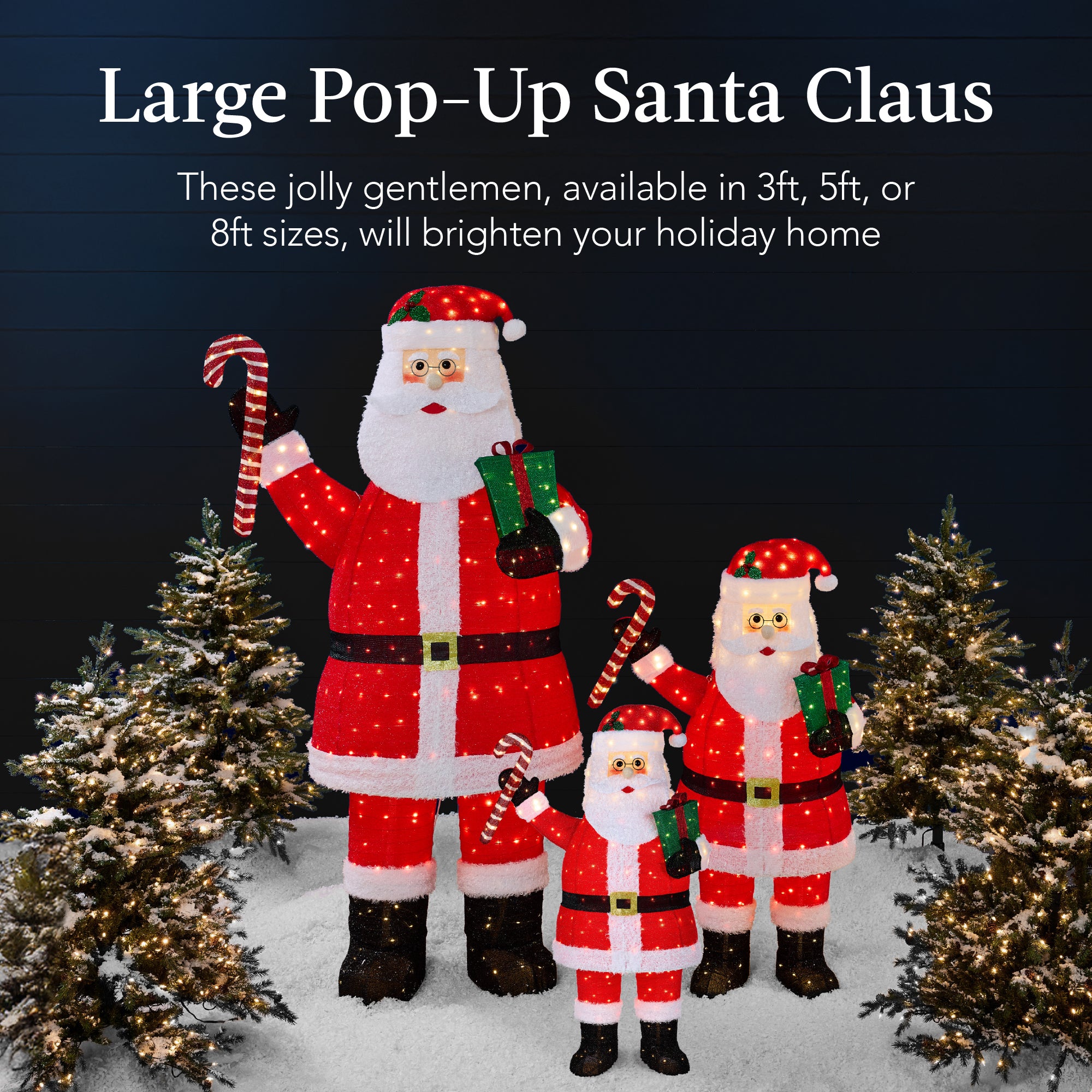 Lighted Pop-Up Santa Claus Outdoor Christmas Decoration w/ LED Lights