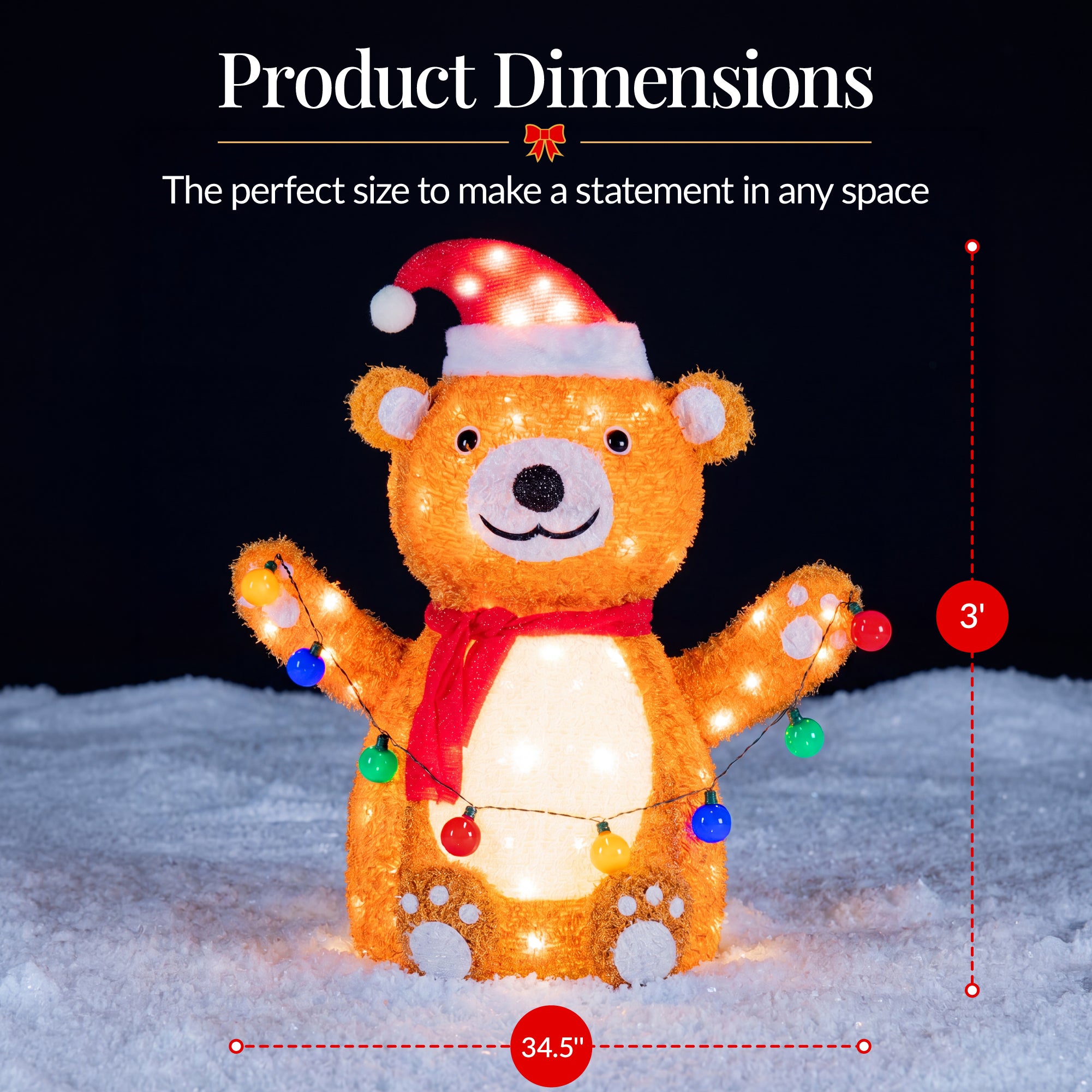 Lighted PopUp Teddy Bear Large Outdoor Christmas Holiday Decoration LEDs